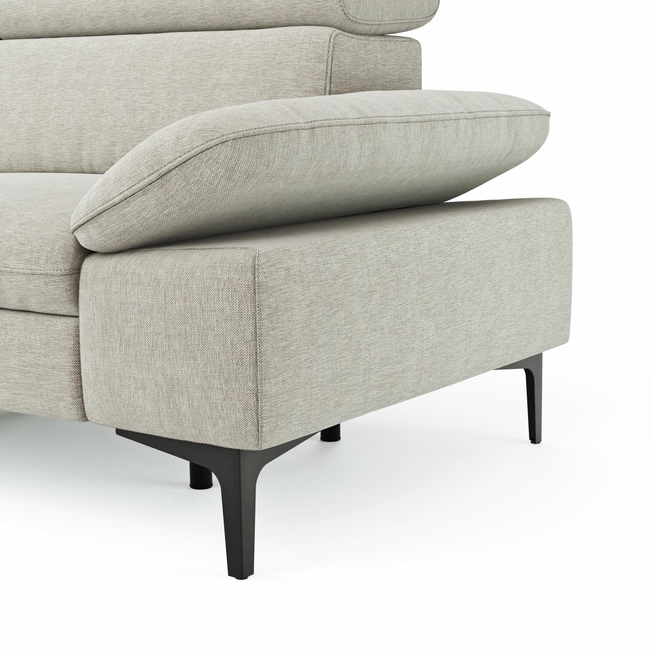 Ecksofa Felipa - Ecke links mit 2,5-Sitzer inkl. Armlehne verstellbar und Rückenlehne/Sitztiefe verstellbar (motorisch), Stoff, Natur