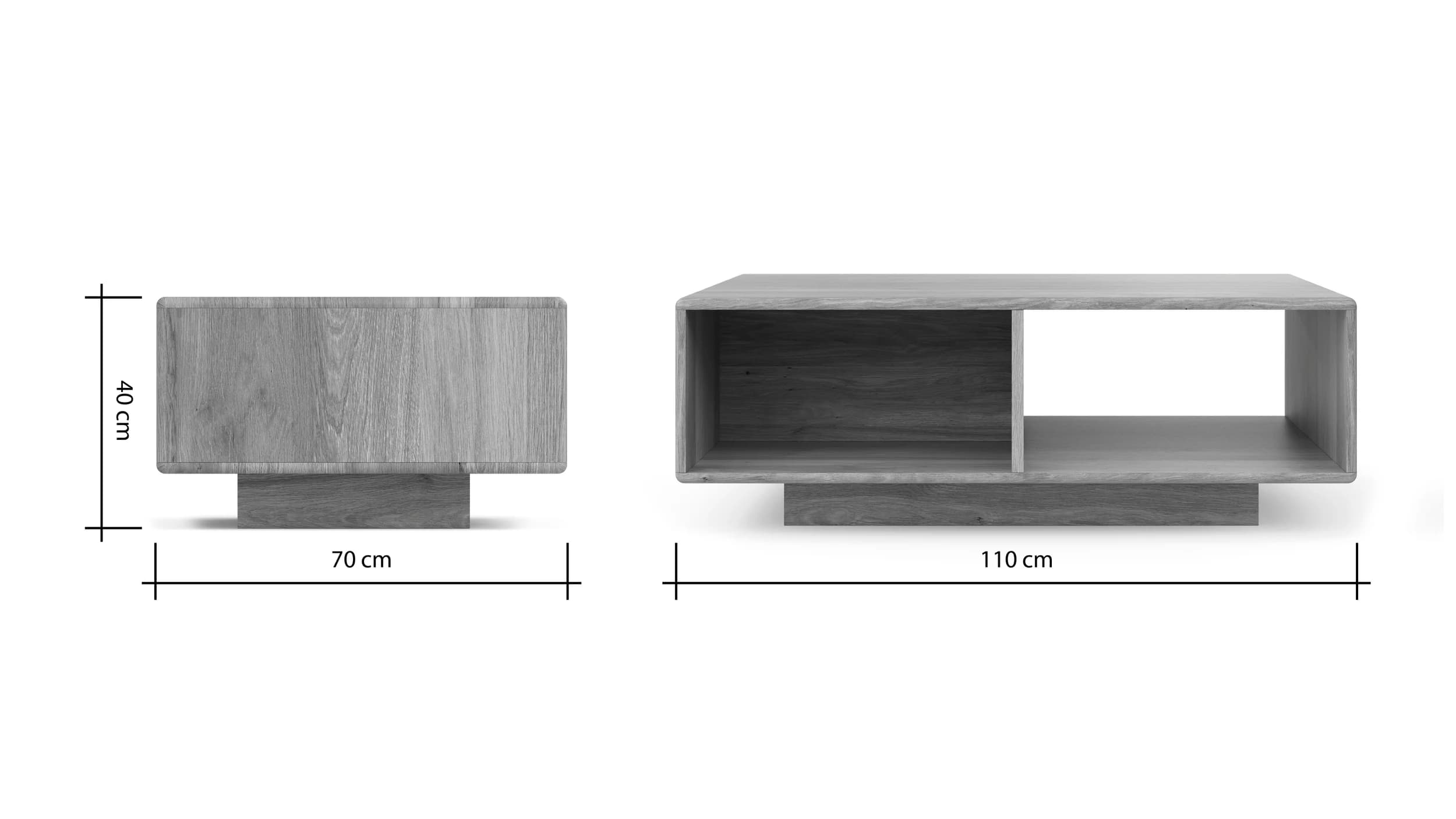 Couchtisch Hillsboro - LBH ca. 110x70x39,4 cm, Wildeiche natur, geölt