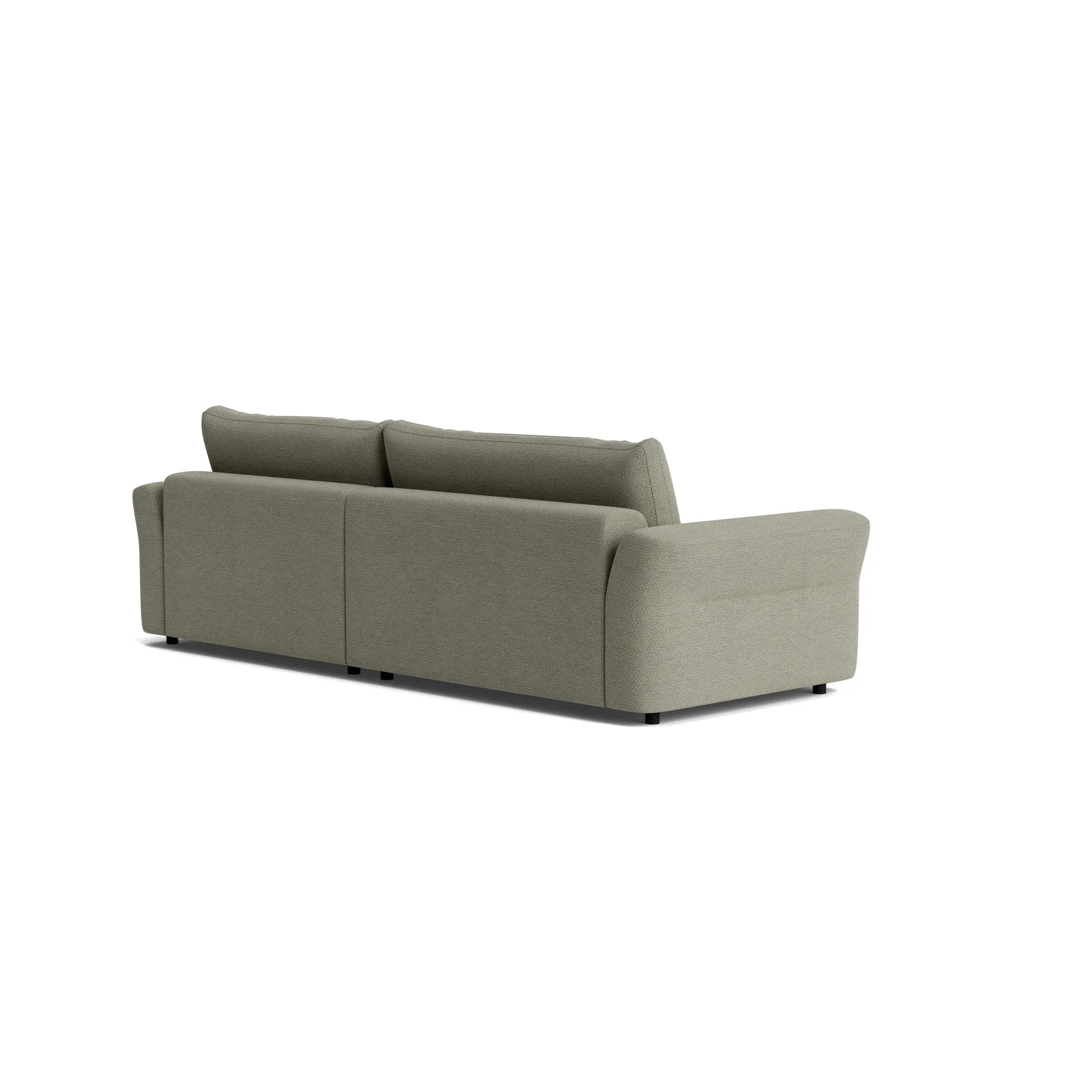 Ecksofa Almeria - 1,75-Sitzer mit runden Longchair rechts, Stoff, Schlammgrün