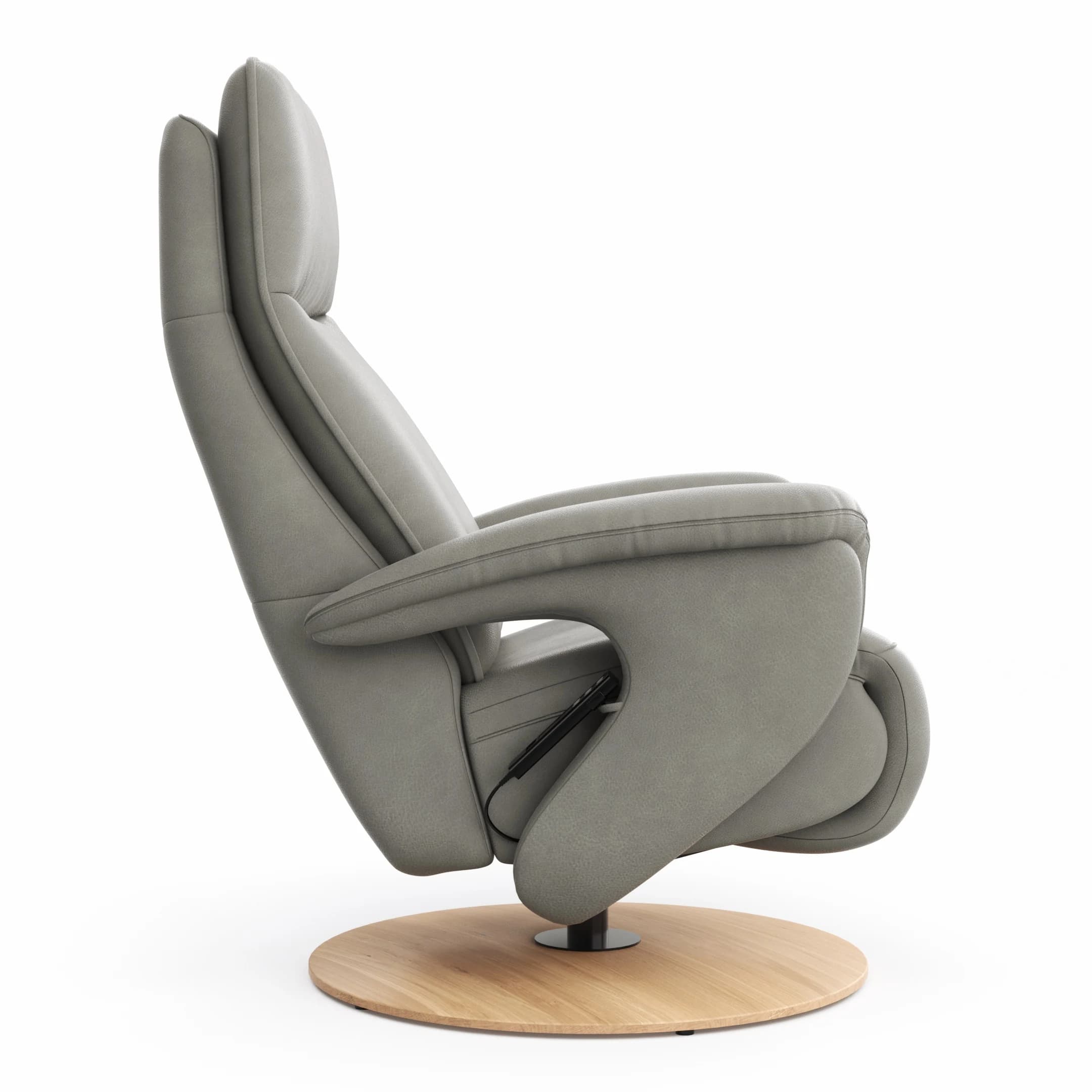 Sessel Tulsa Relax - Größe M, inkl. Fußteil/Rückenlehne verstellbar (motorisch), inkl. Kopfteilverstellung, Leder, Graubeige