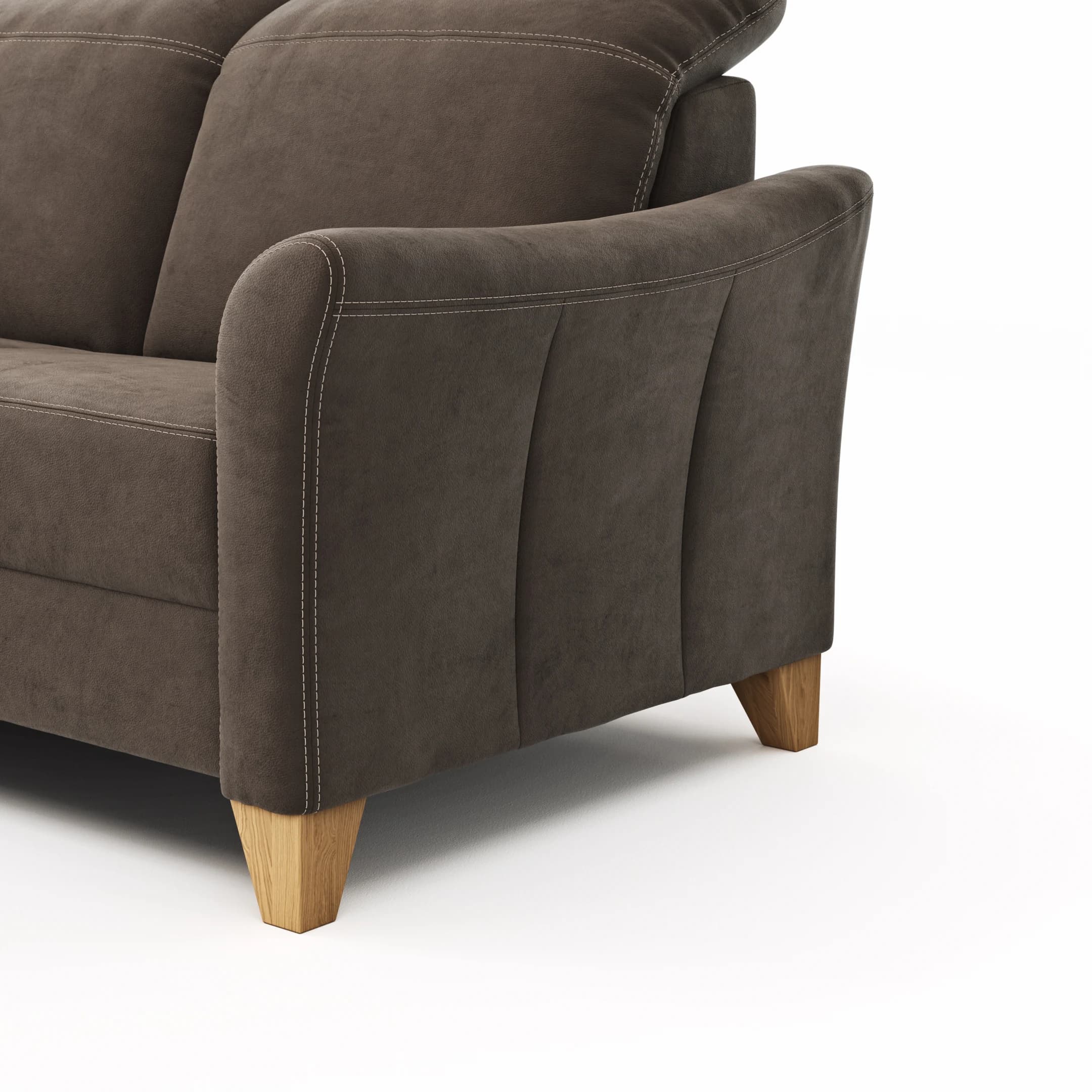 Sofa Canterbury - Recamiere rechts, inkl. Kopfteil verstellbar und Sitzvorzug (motorisch), Stoff, Dunkelbraun