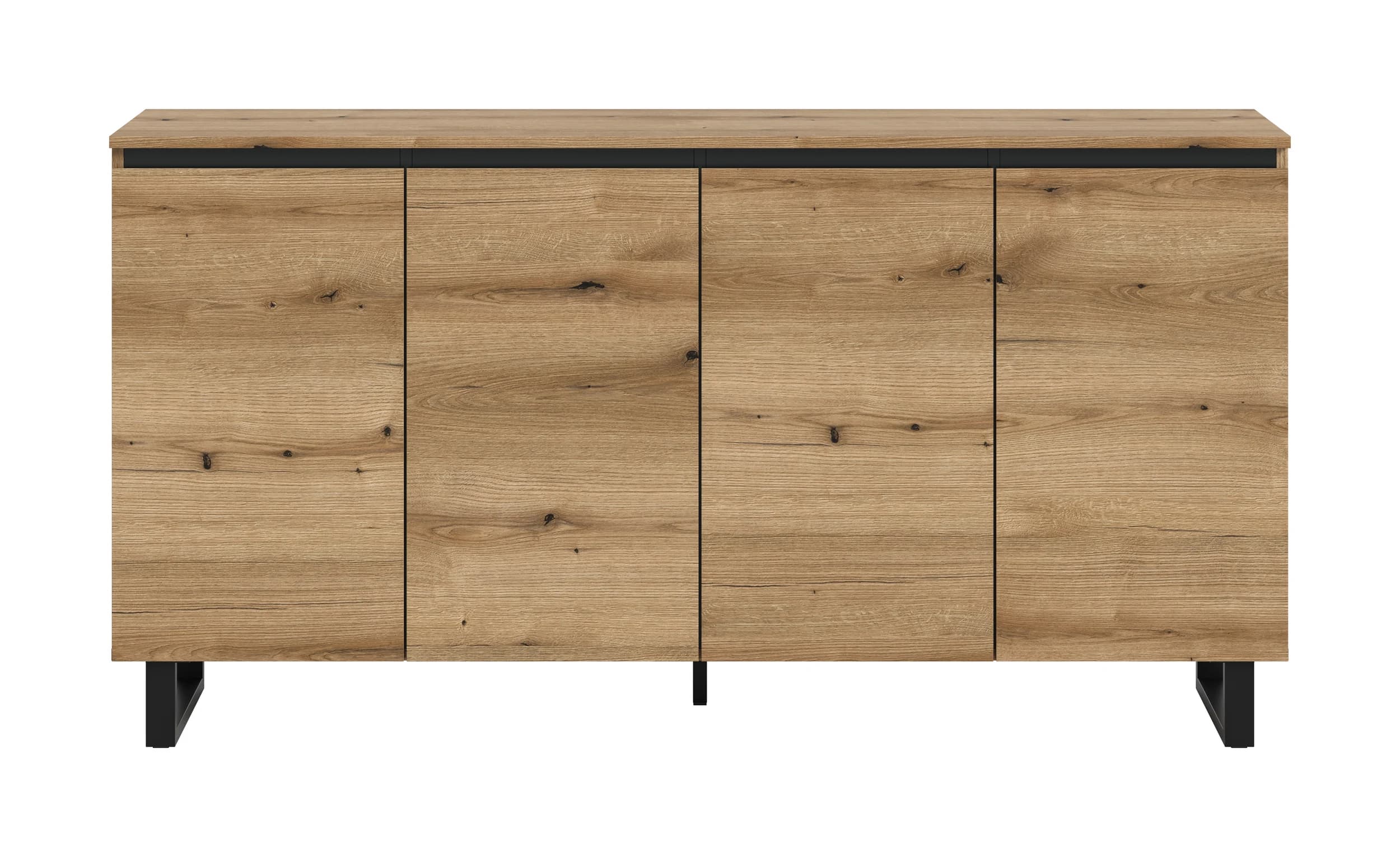 Sideboard - B ca. 160 cm, Evoke Eiche Nachbildung, Schwarz