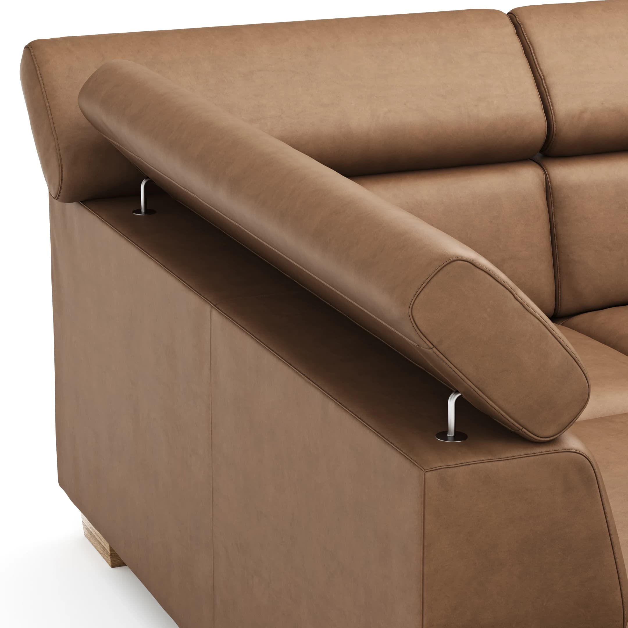 Ecksofa Philadelphia - Ecke links, 2,5-Sitzer, Kopfteil verstellbar (manuell), Sitzvorzug (motorisch),  Microfaser, Braun