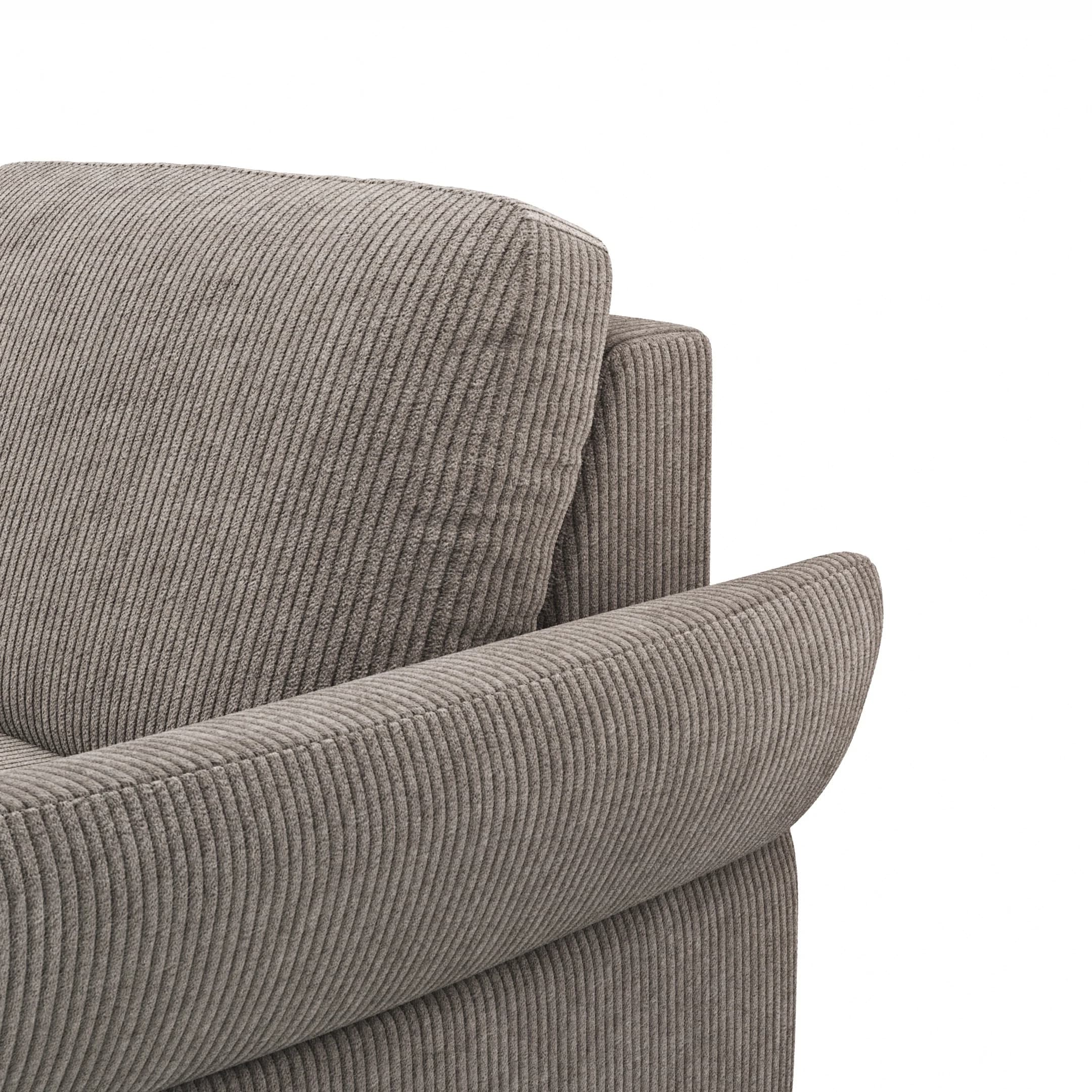 Ecksofa Rockport A - Ecke links mit 2,5-Sitzer rechts, inkl. Sitzauszug (motorisch) und Armlehne klappbar, Stoff, Braun