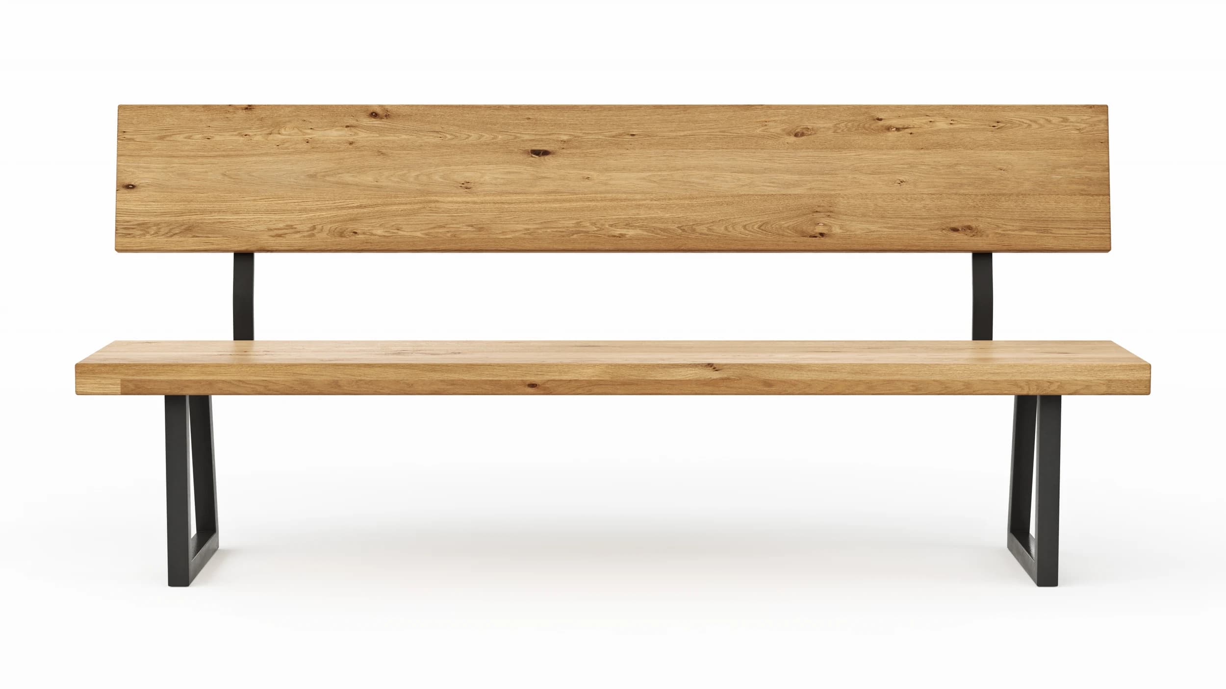 Holzbank Clifton - mit Rückenlehne, Breite ca. 200cm, Wildeiche massiv, natur