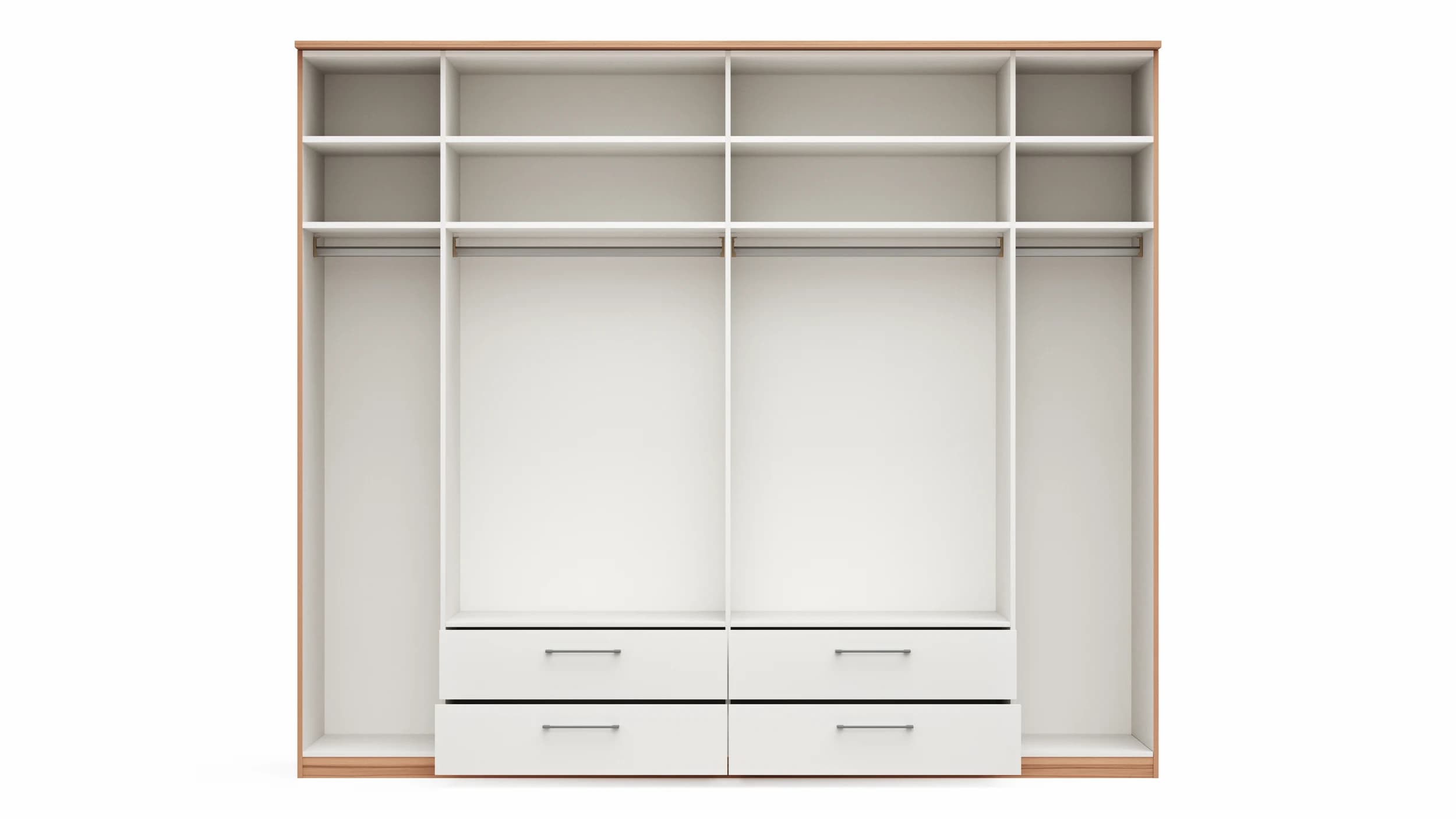 Drehtürenschrank Viana - B. ca. 270 cm, Furnier, Kernbuche, Weiß