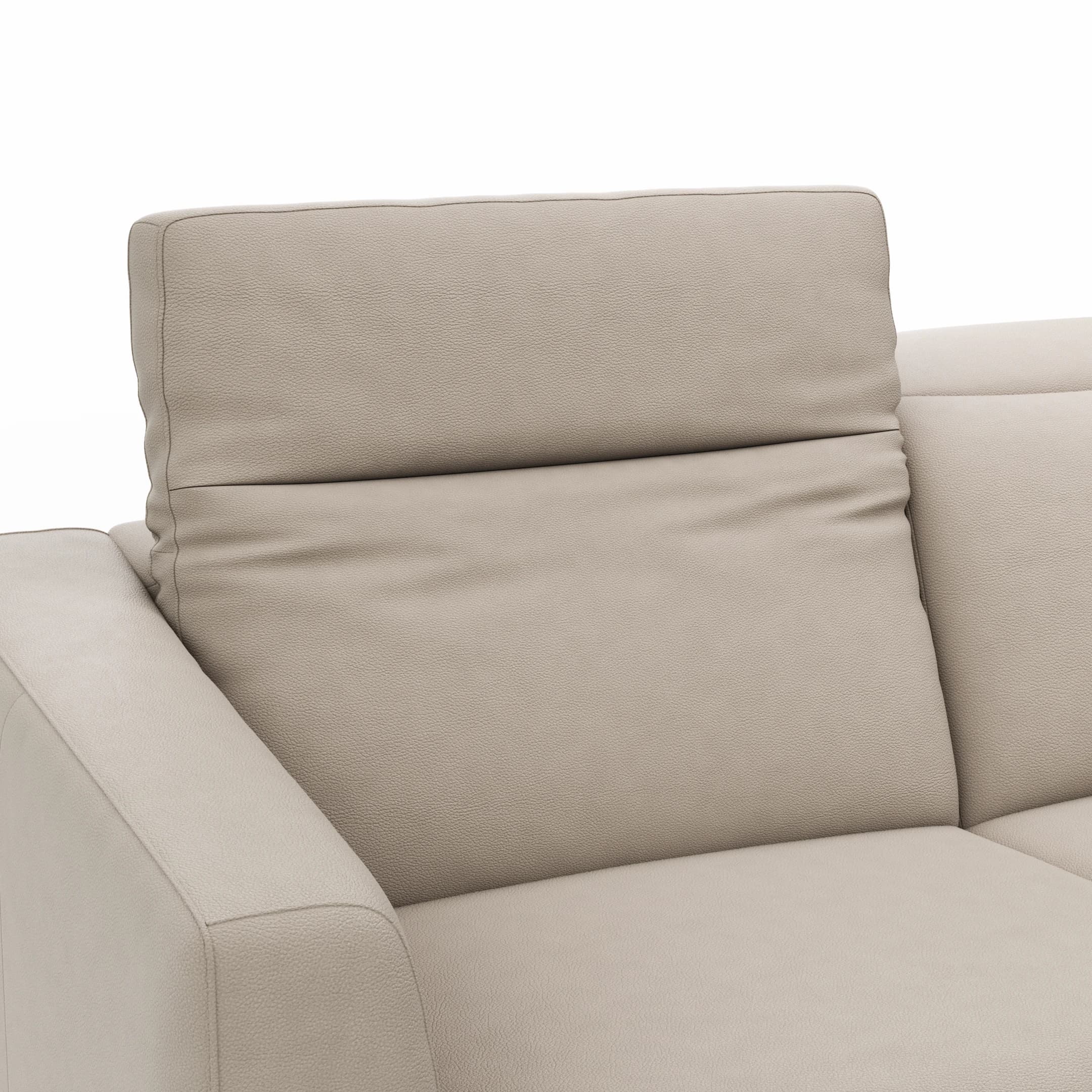 Ecksofa Rafaela 2.0 - 2,5-Sitzer mit Longchair rechts inkl. Sitzvorzug, Kopteilverstellung motorisch und Relaxfunktion motorisch im Longchair, Leder, Champagner