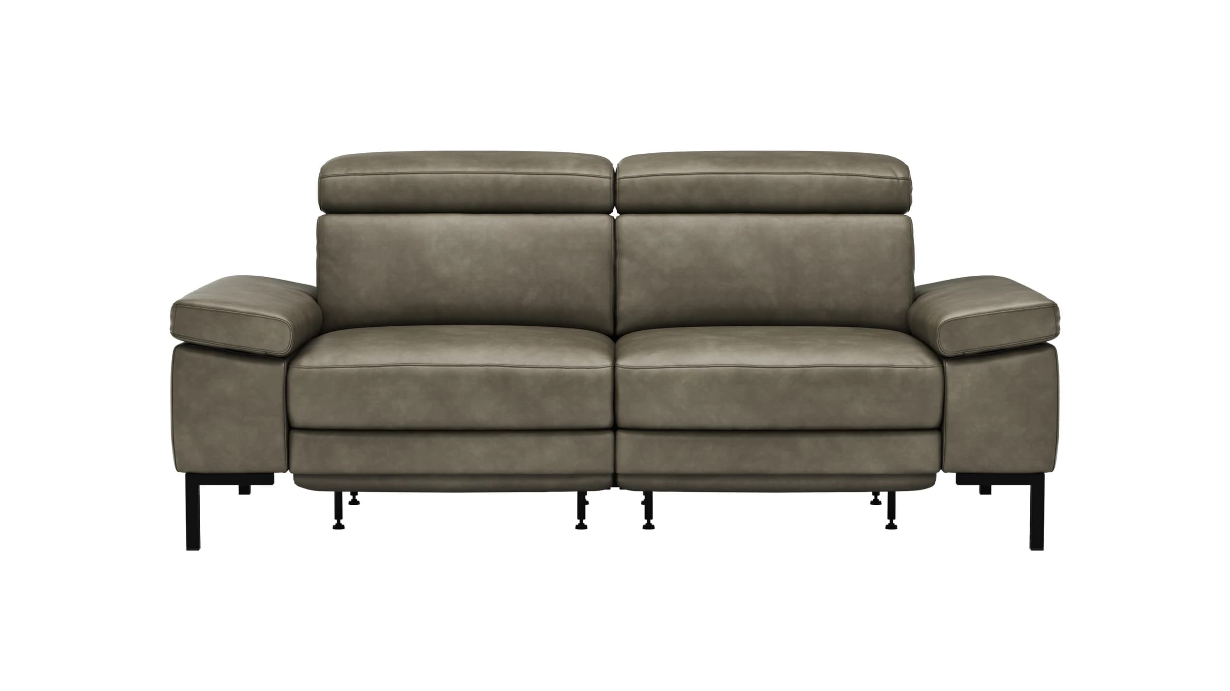 Sofa Hudson - 2,5-Sitzer, inkl. Relaxfunktion (motorisch) und Kopfteil/Armlehnen verstellbar, Leder, Braungrün