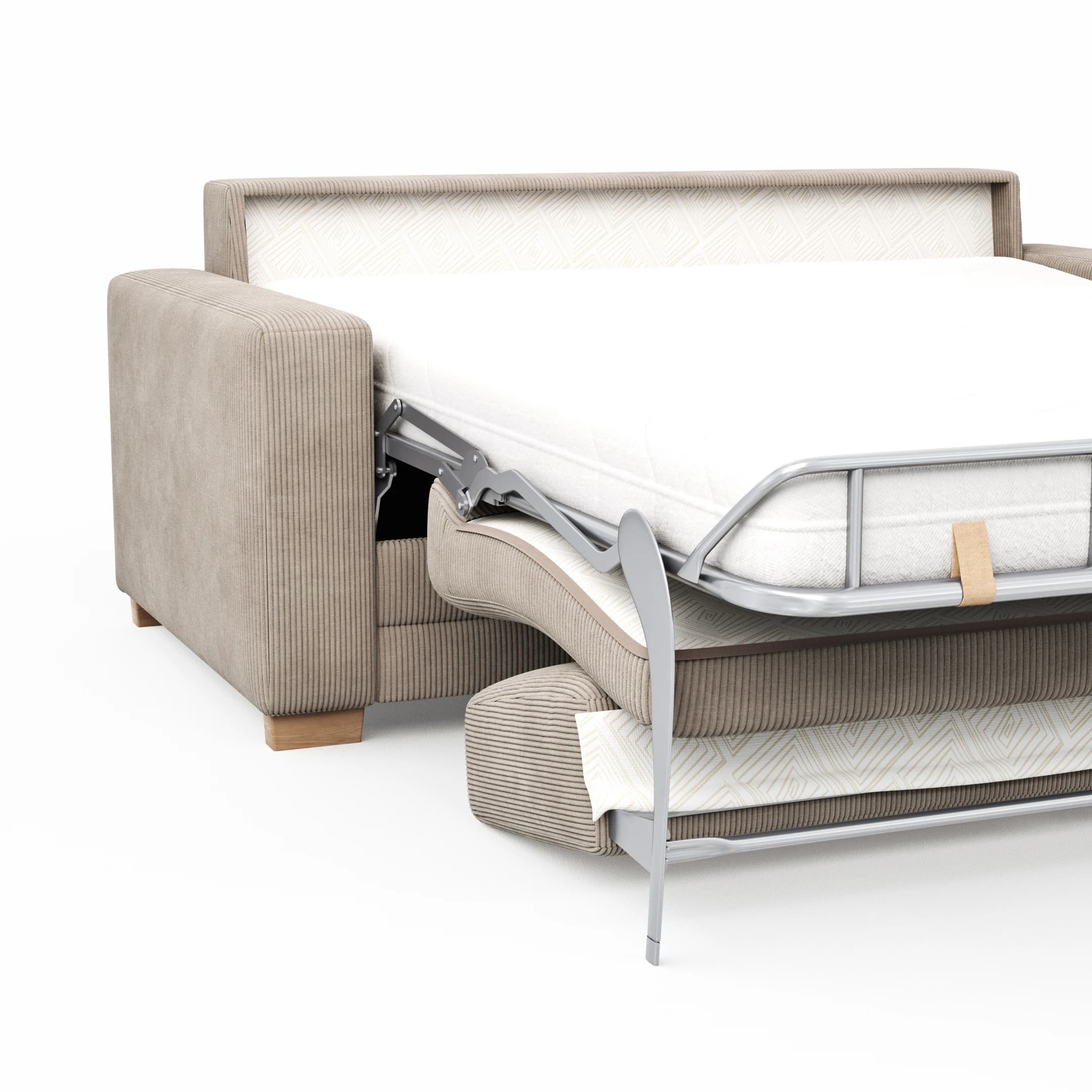 Sofa Lakeville 1 - 2-Sitzer inkl. Schlaffunktion, Stoff, Graubeige