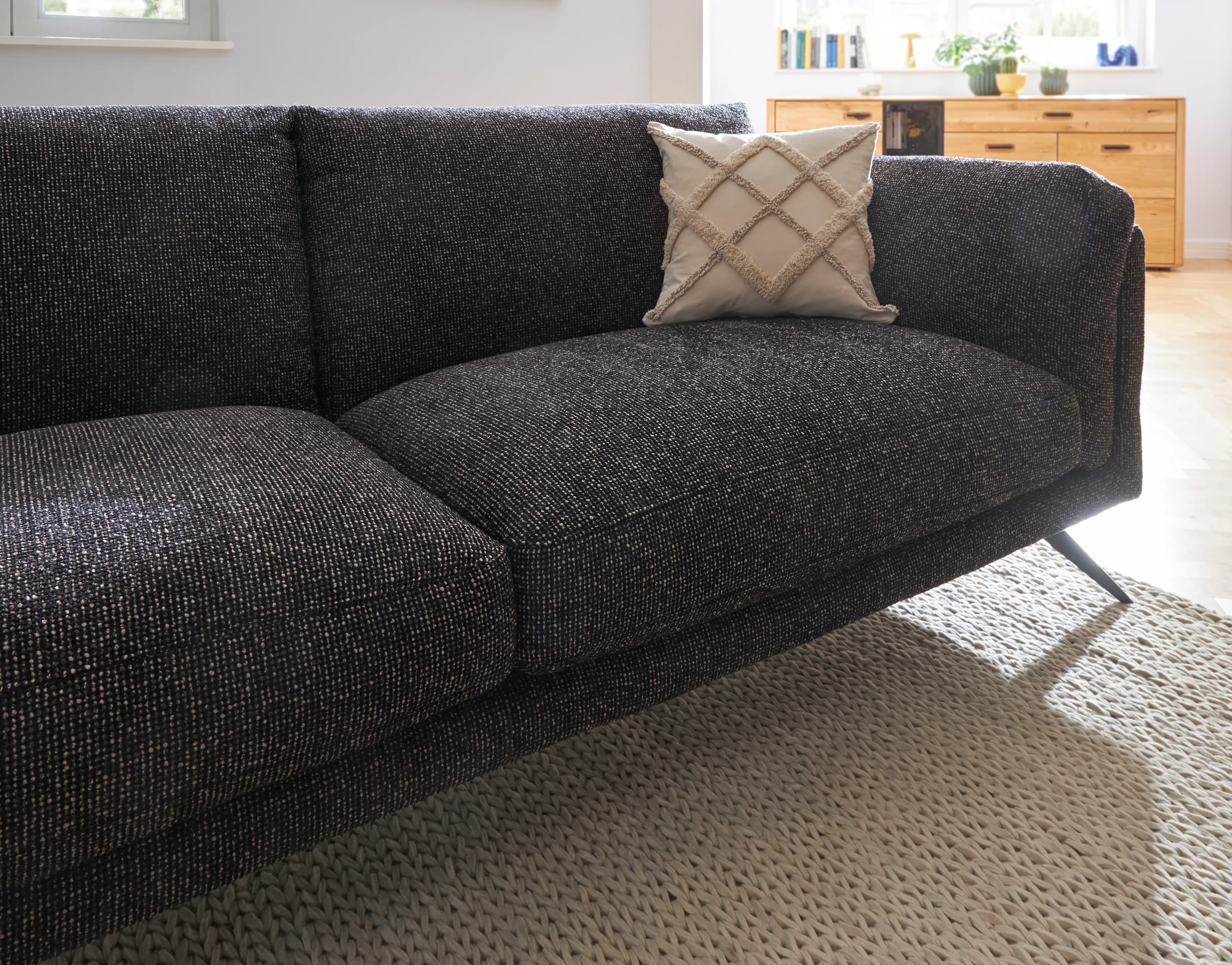 Sofa Valdemoro - 3-Sitzer, Stoff, Anthrazit