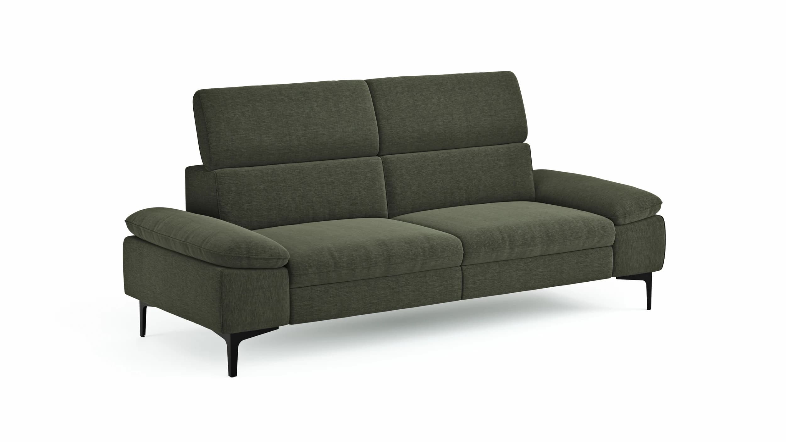 Sofa Felipa - 3-Sitzer inkl. Kopfteil verstellbar, Stoff, Dunkelgrün