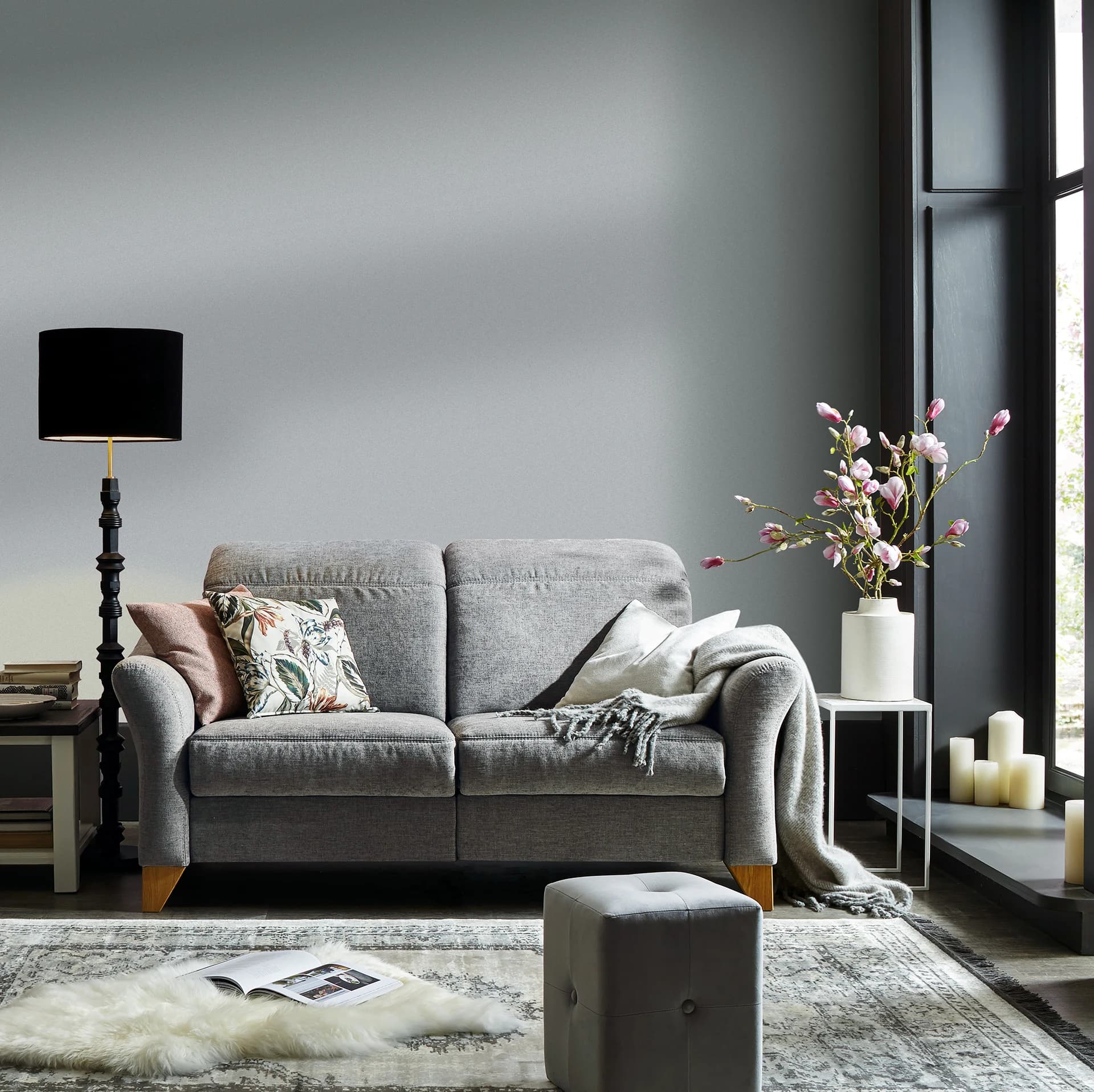 Sofa Canterbury - 2,5-Sitzer, Stoff, Silbergrau