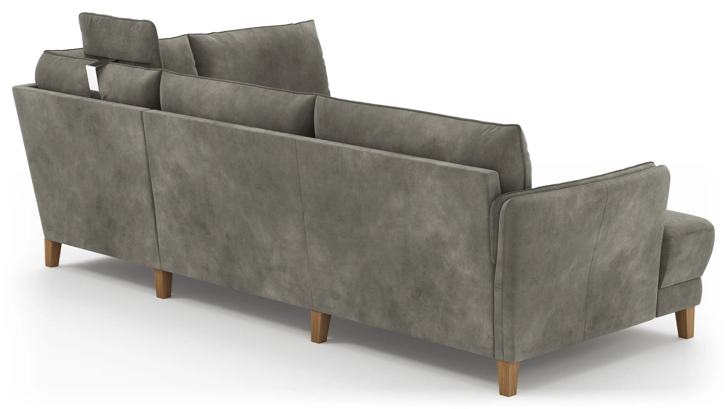 Sofa Stamford - inkl. Armlehne verstellbar und Kopfstütze, 3,5-Sitzer, Bogen links mit Ecksofa 2-sitzig und Abschlusshocker Rechts, Stoff, Anthrazit