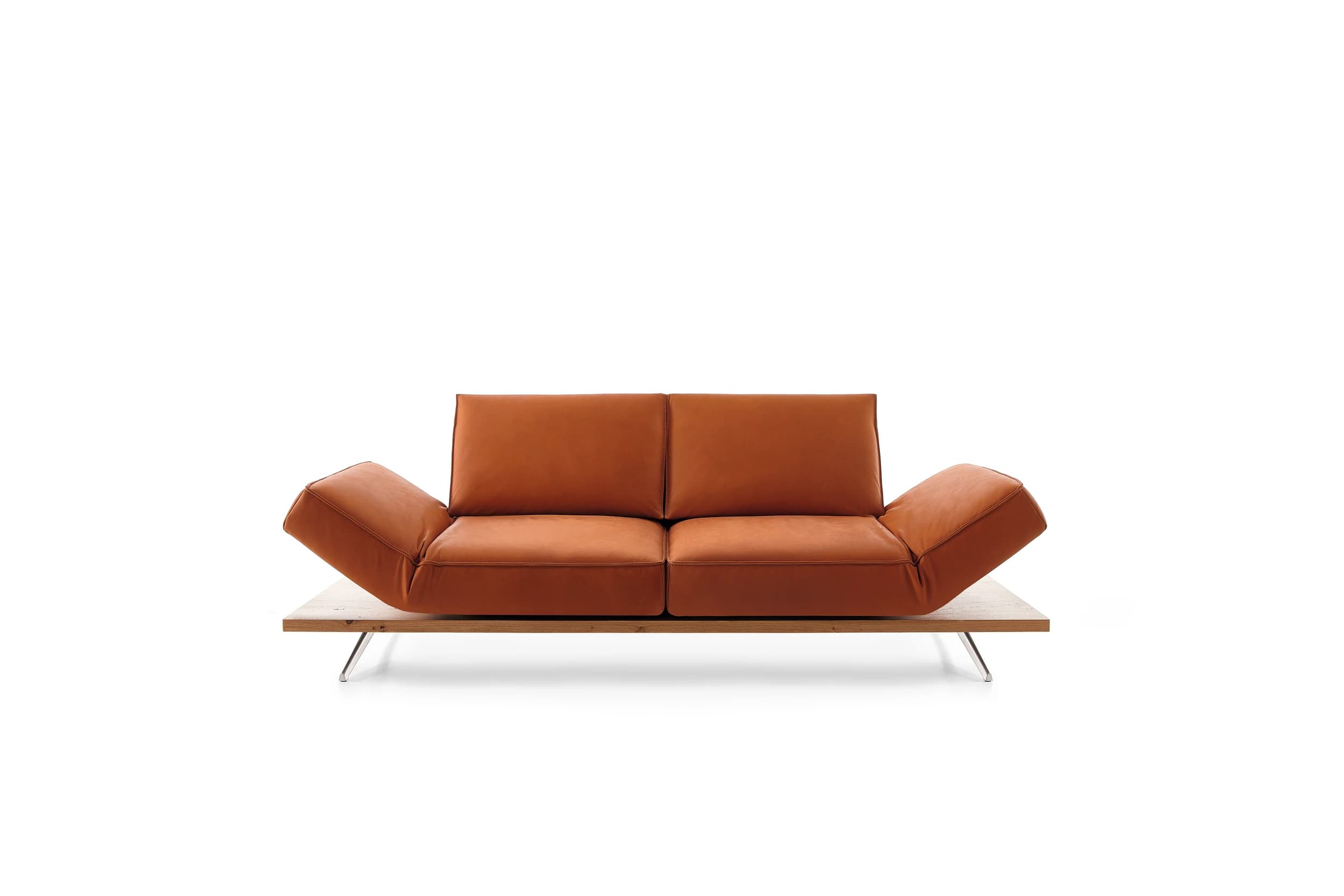 Sofa - 2,5-Sitzer, Rückenlehne/Armlehne verstellbar (manuell), Leder, Rost