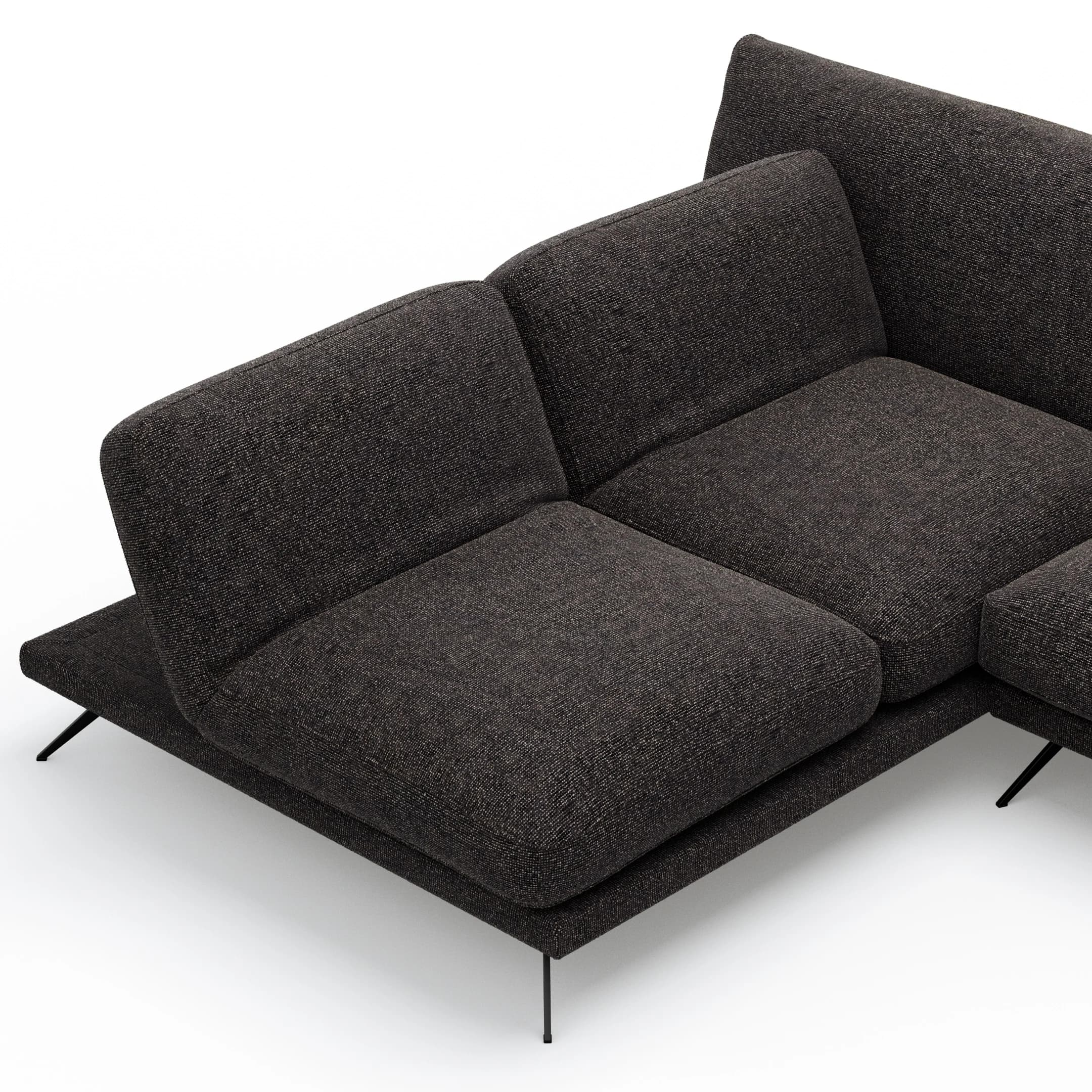 Ecksofa Valdemoro - Longchair mit 2,5-Sitzer rechts inkl. Rückenlehne verstellbar, Stoff, Anthrazit