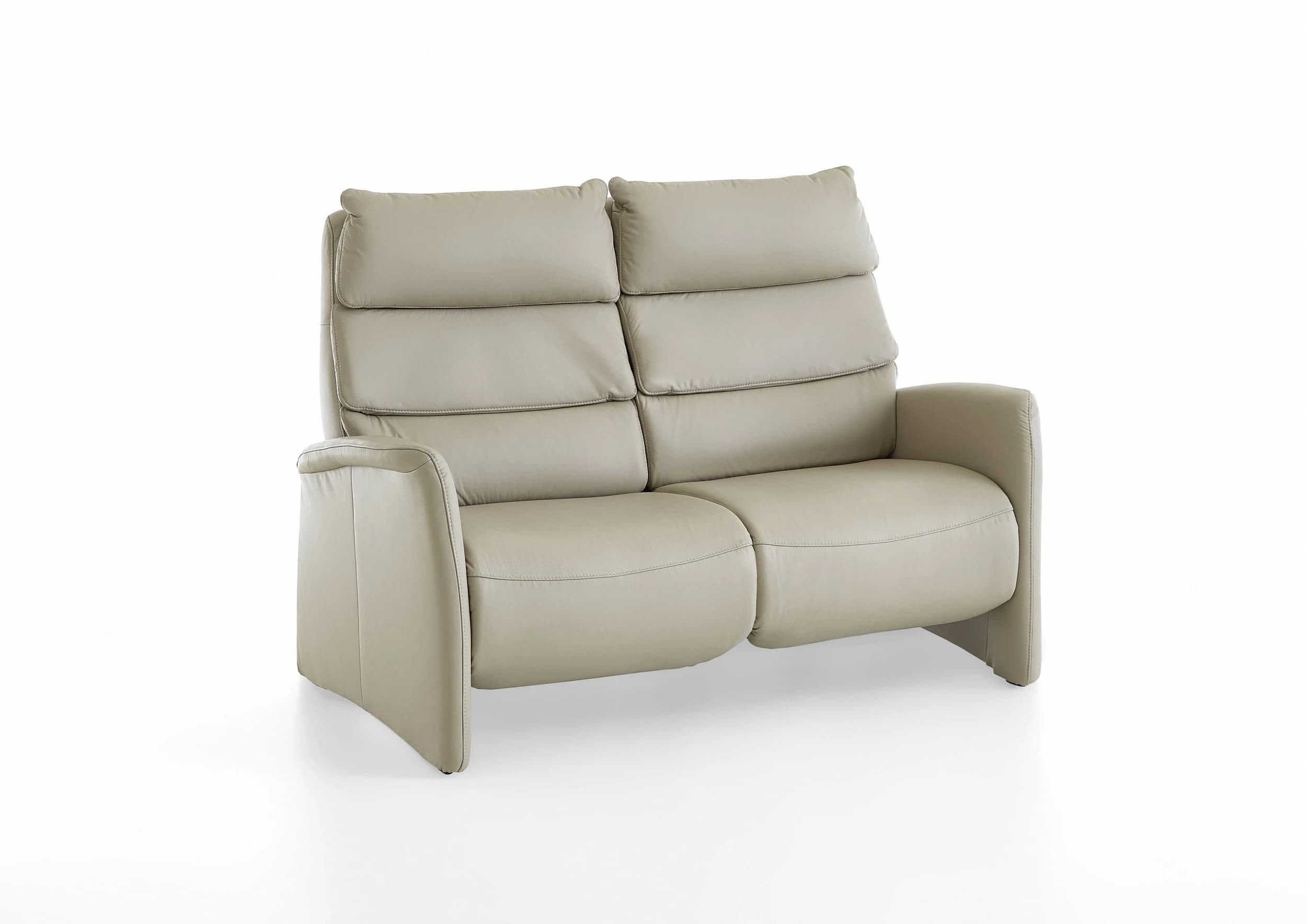 Sofa - 2,5-Sitzer, Kopfteil verstellbar, Leder, Perlmutt,