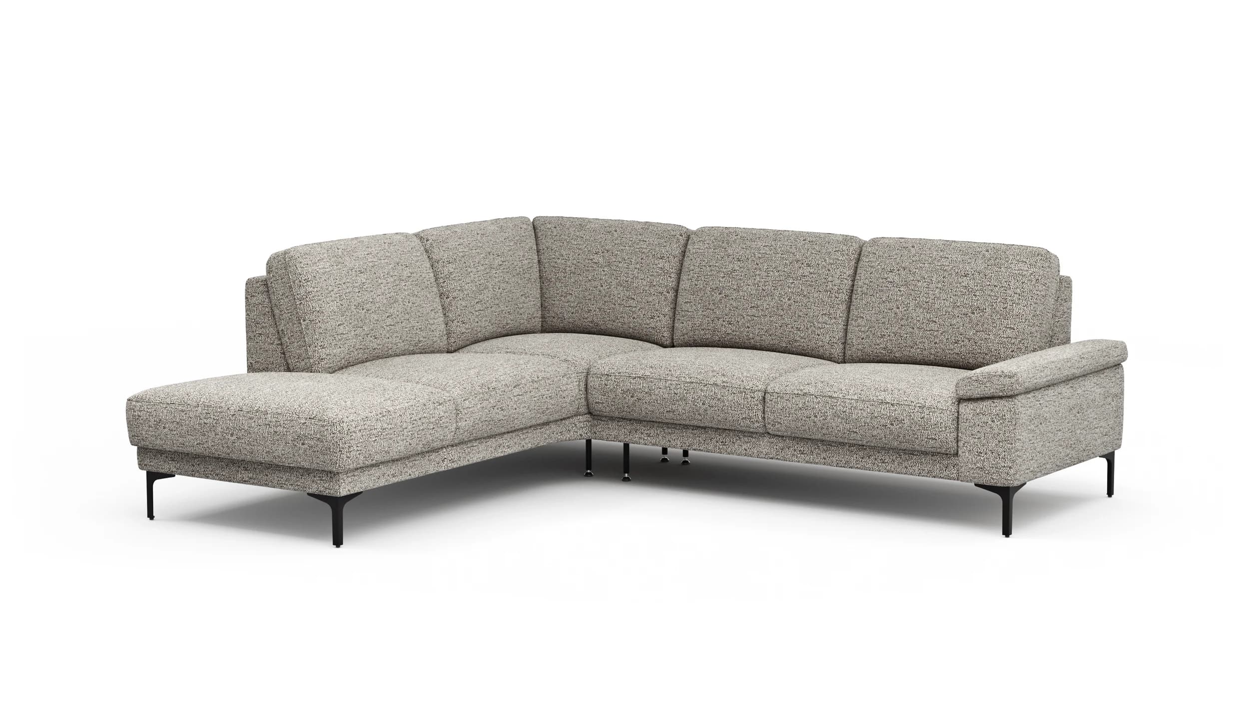 Ecksofa Matero - Ecke mit 2-Sitzer rechts, Stoff, Graubeige
