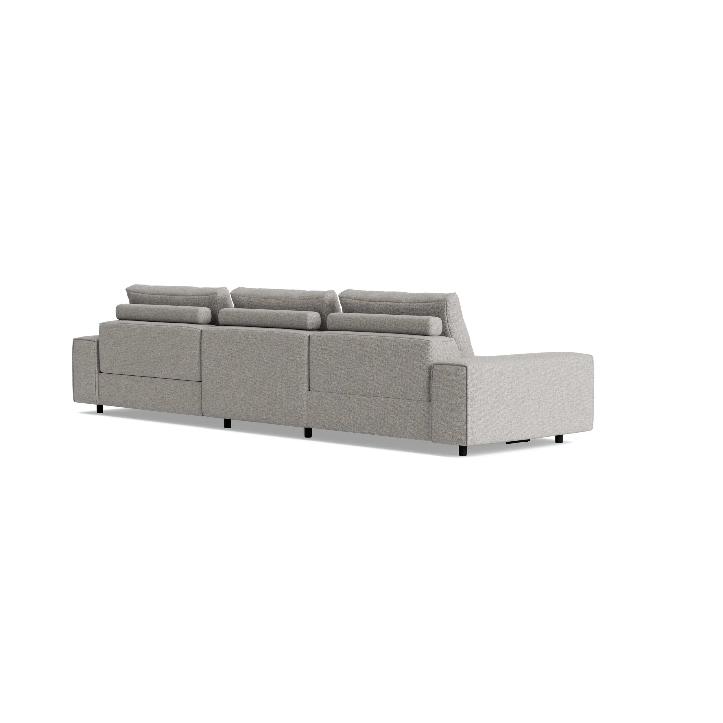 Ecksofa Serava - Longchair links mit 2,5-Sitzer, Stoff, Grau