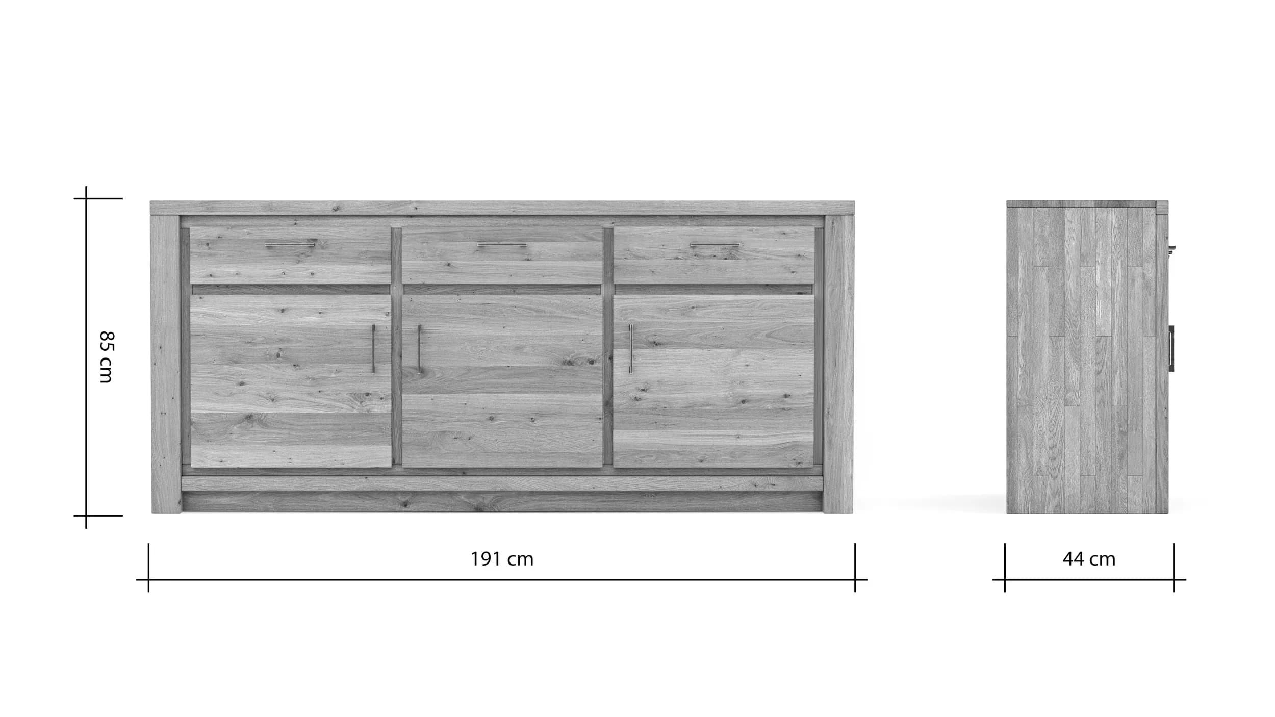 Sideboard Farmingdale - Eiche massiv, natur geölt
