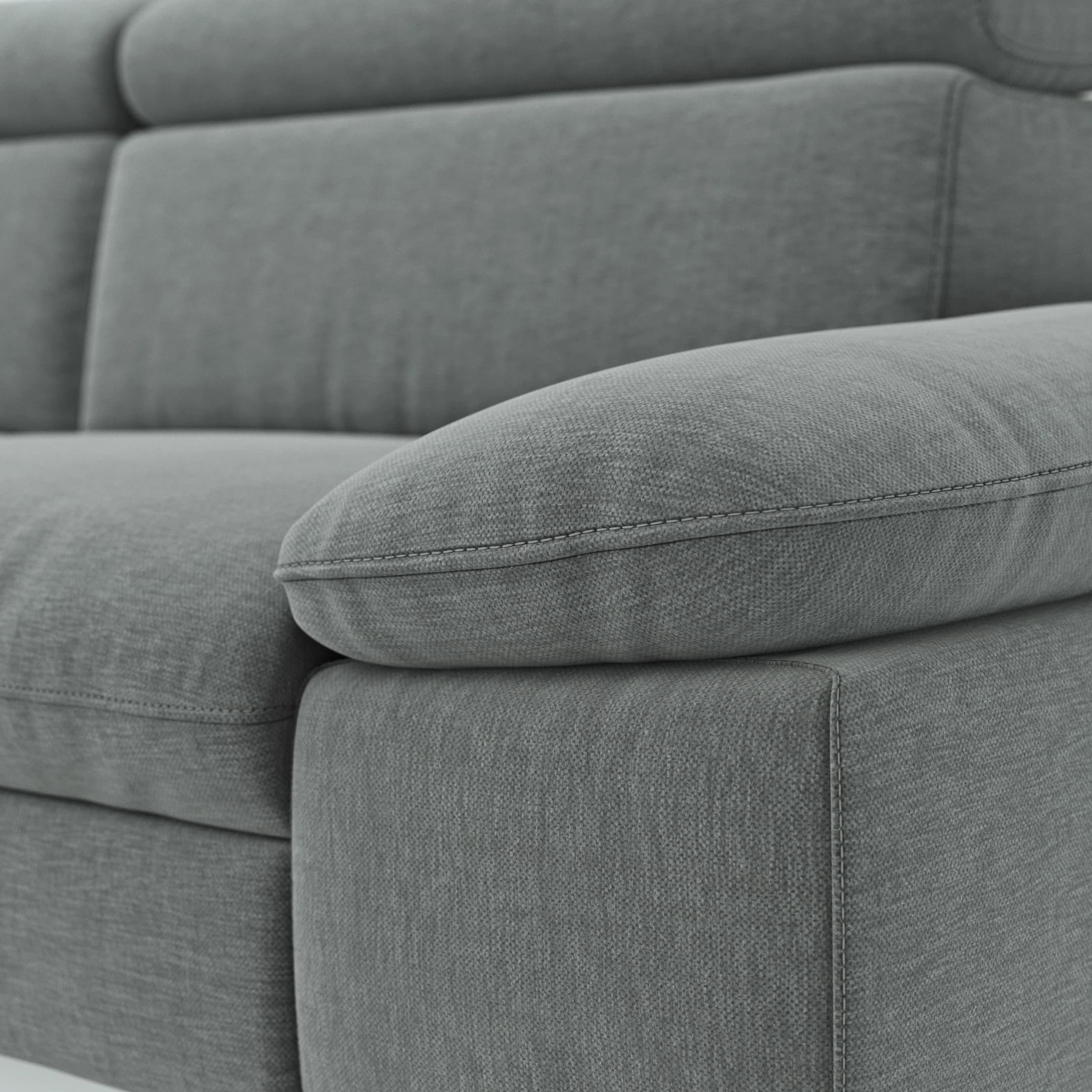 Ecksofa Felipa - Ecke links mit 2,5-Sitzer inkl. Kopfteil verstellbar, Stoff, Grau