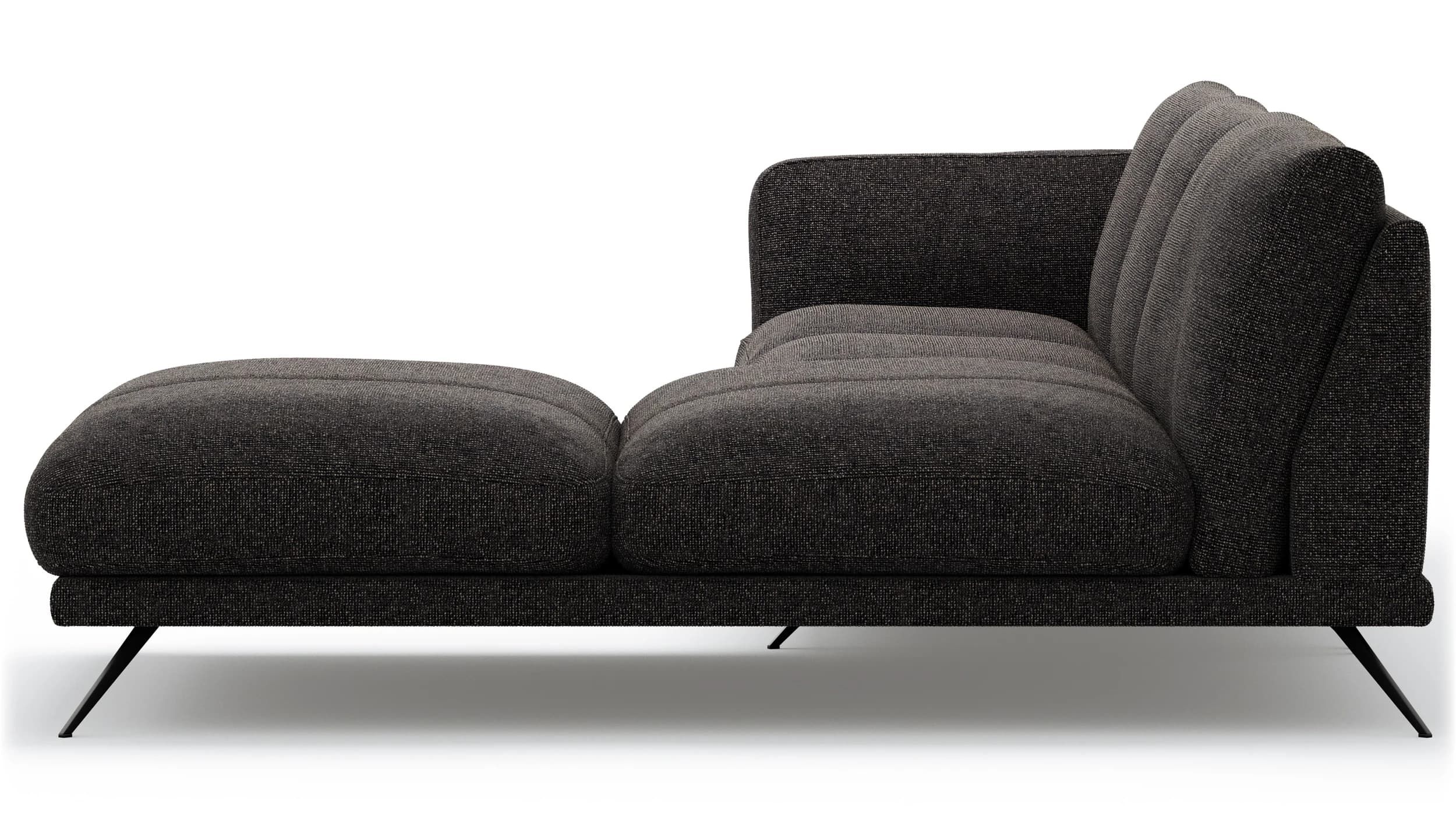 Ecksofa Valdemoro - 2,5-Sitzer mit Longchair rechts inkl. Rückenlehne verstellbar, Stoff, Anthrazit
