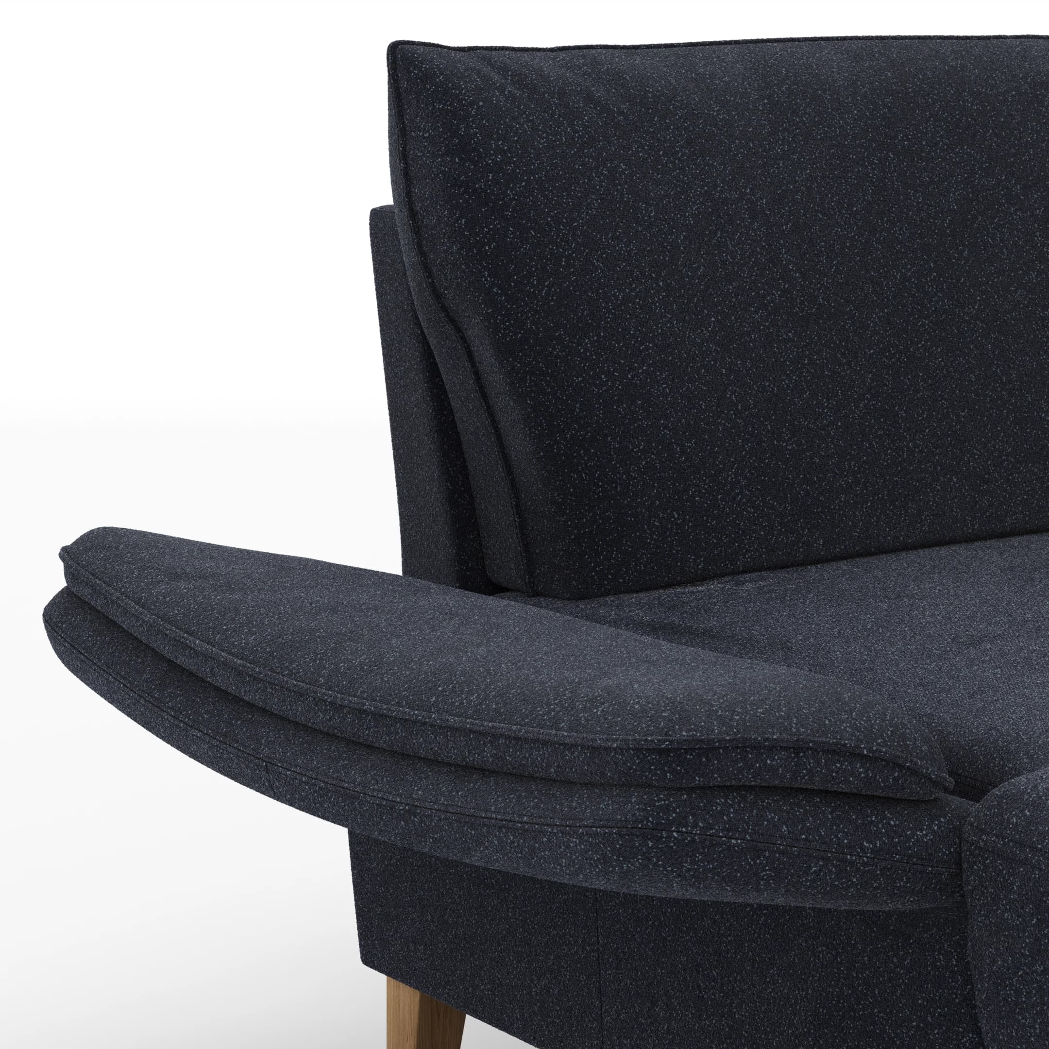 Sofa Stamford - 3,5-Sitzer, Bogen links mit Ecksofa 2-sitzig und Abschlusshocker Rechts, inkl. Armlehne verstellbar und Kopfstütze, Stoff, Dunkelblau