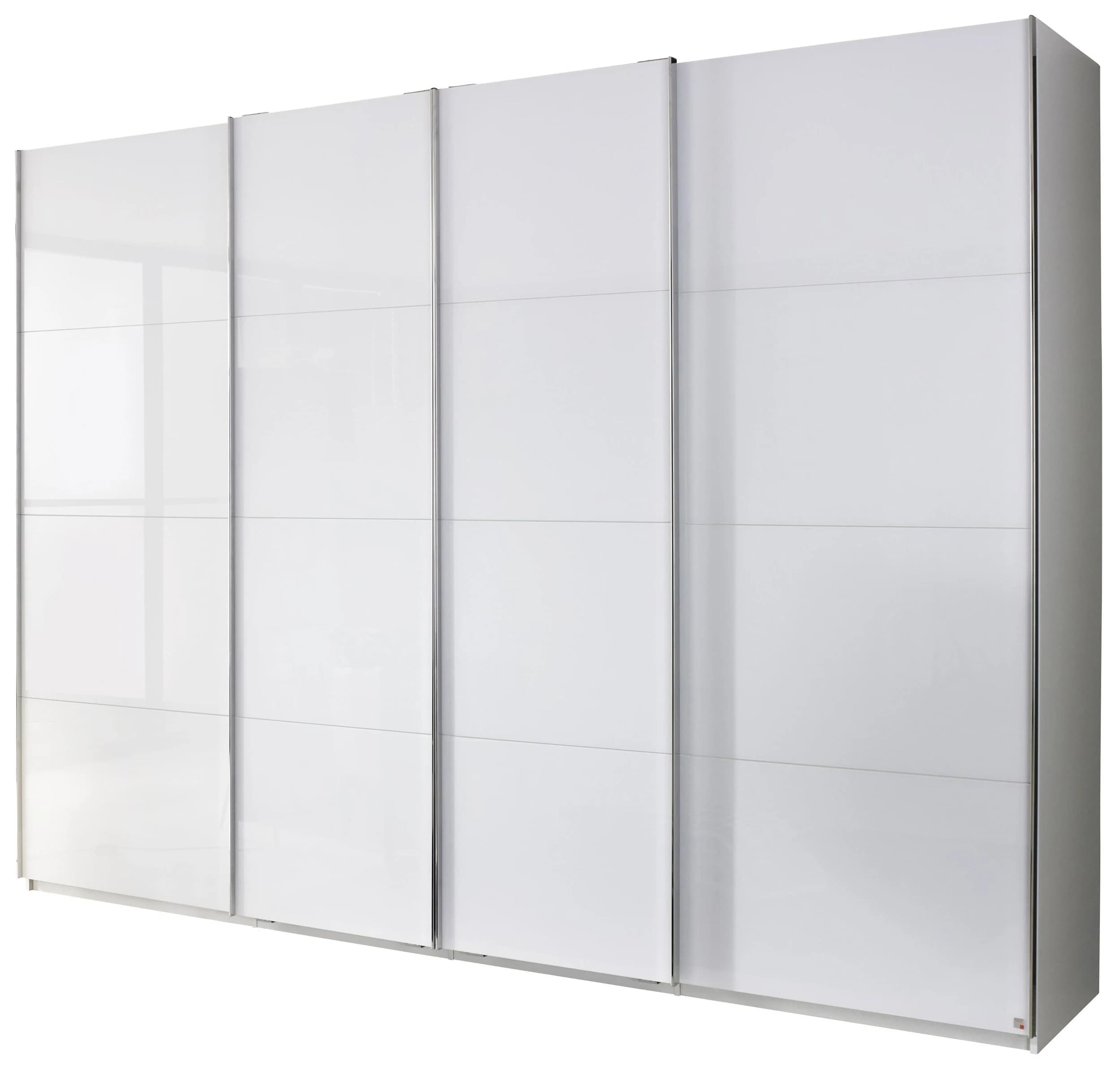 Schwebetürenschrank - B ca. 316 cm, Farbglas Kristallweiß