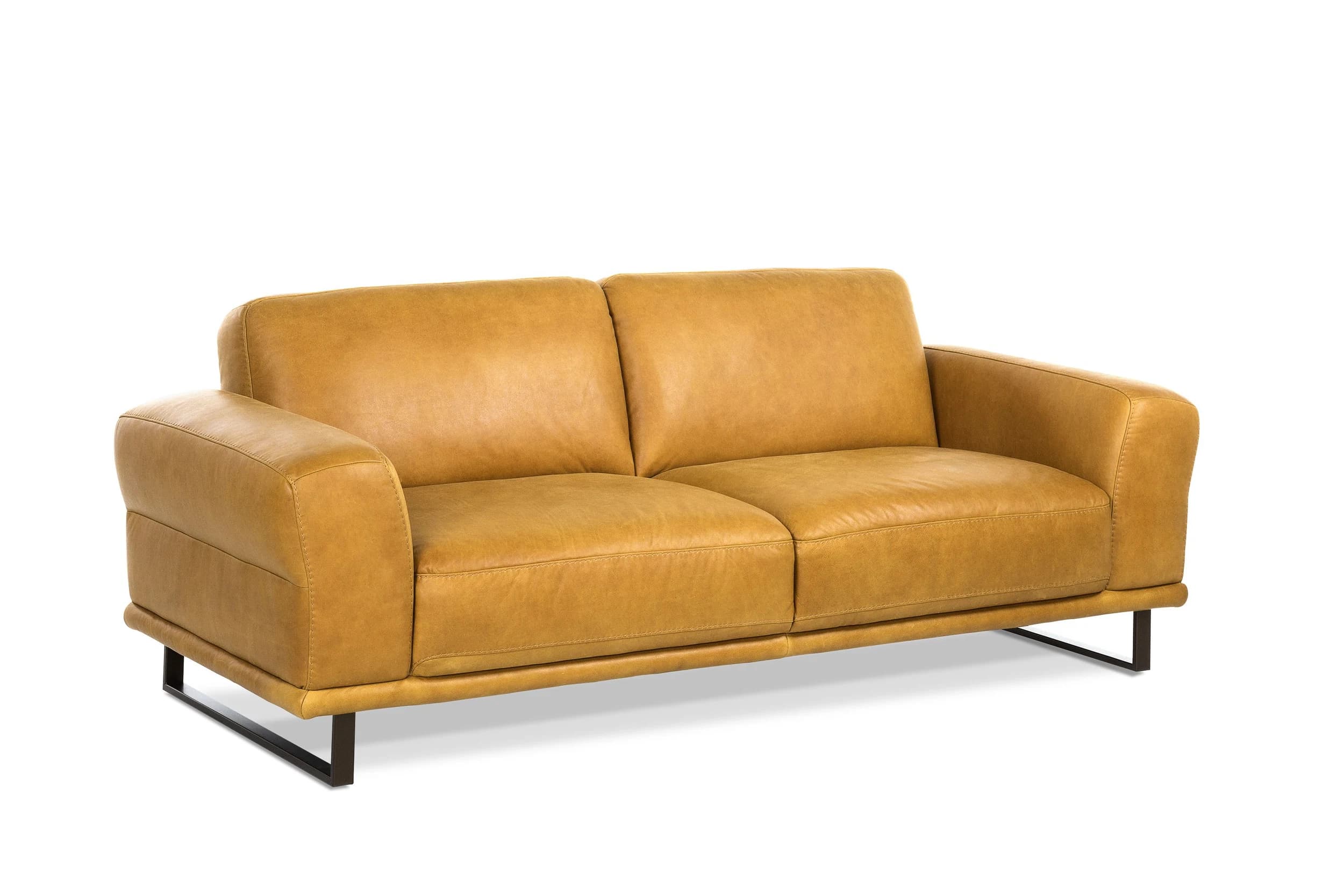 Sofa - 2-Sitzer, Leder, Kurkuma
