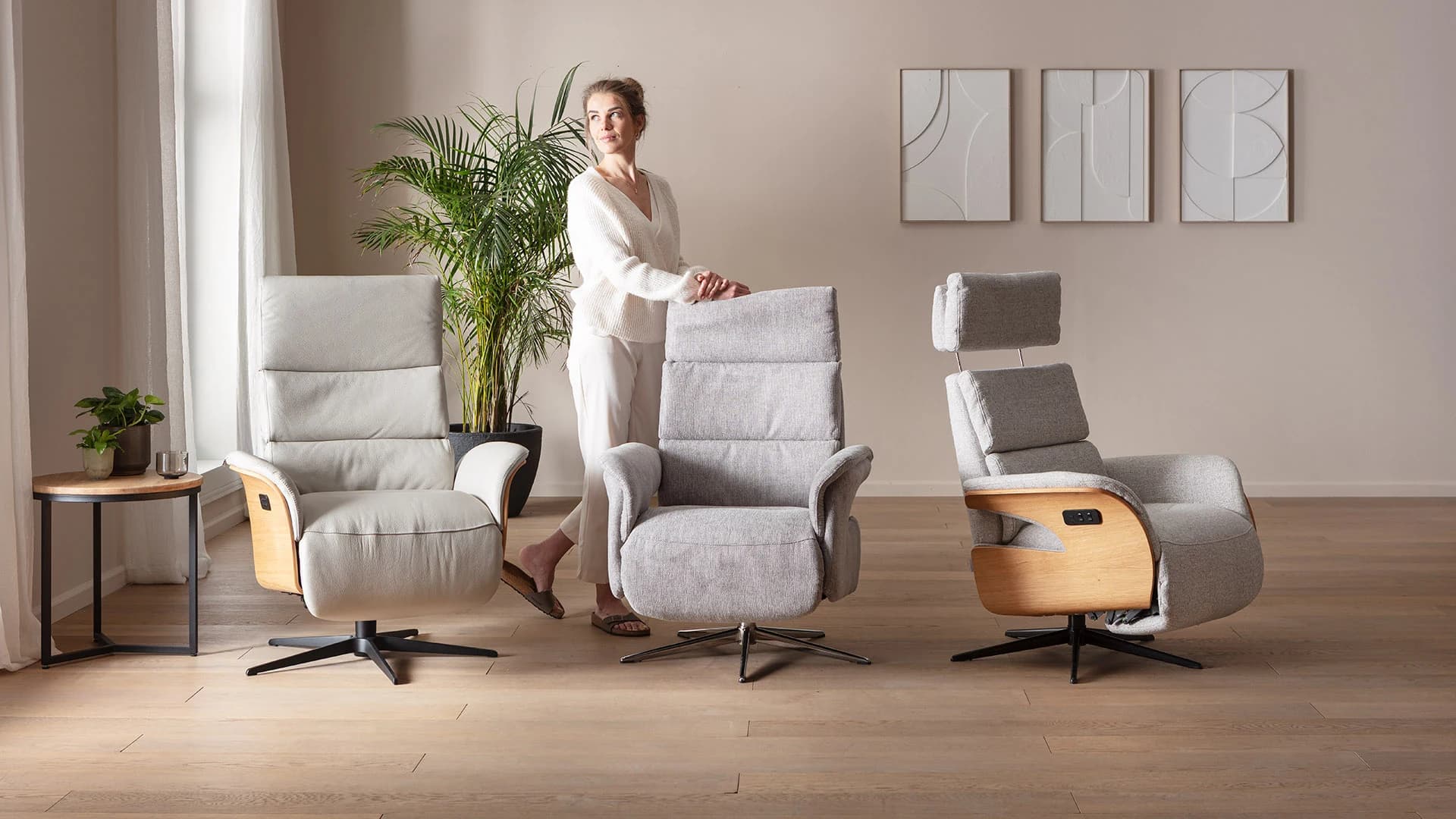 Relaxsessel Amila - Größe M, inkl. Relaxfunktion und Kopfteilverstellung, Stoff, Grau