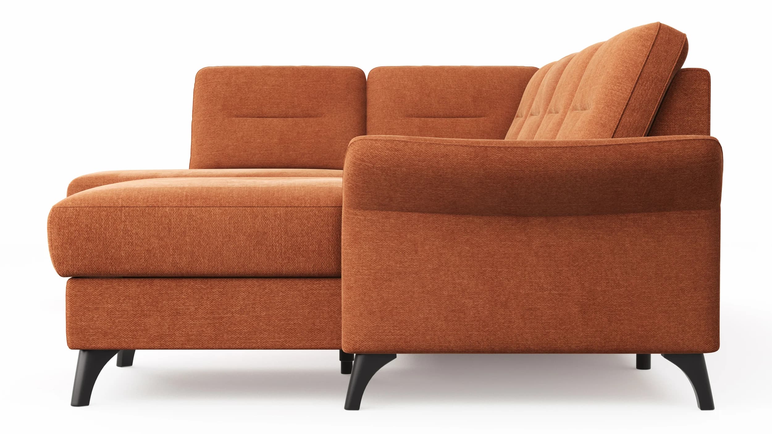 Wohnlandschaft Almyra - Ottomane links, 2,5-Sitzer, Longchair rechts, Stoff, Kupfer