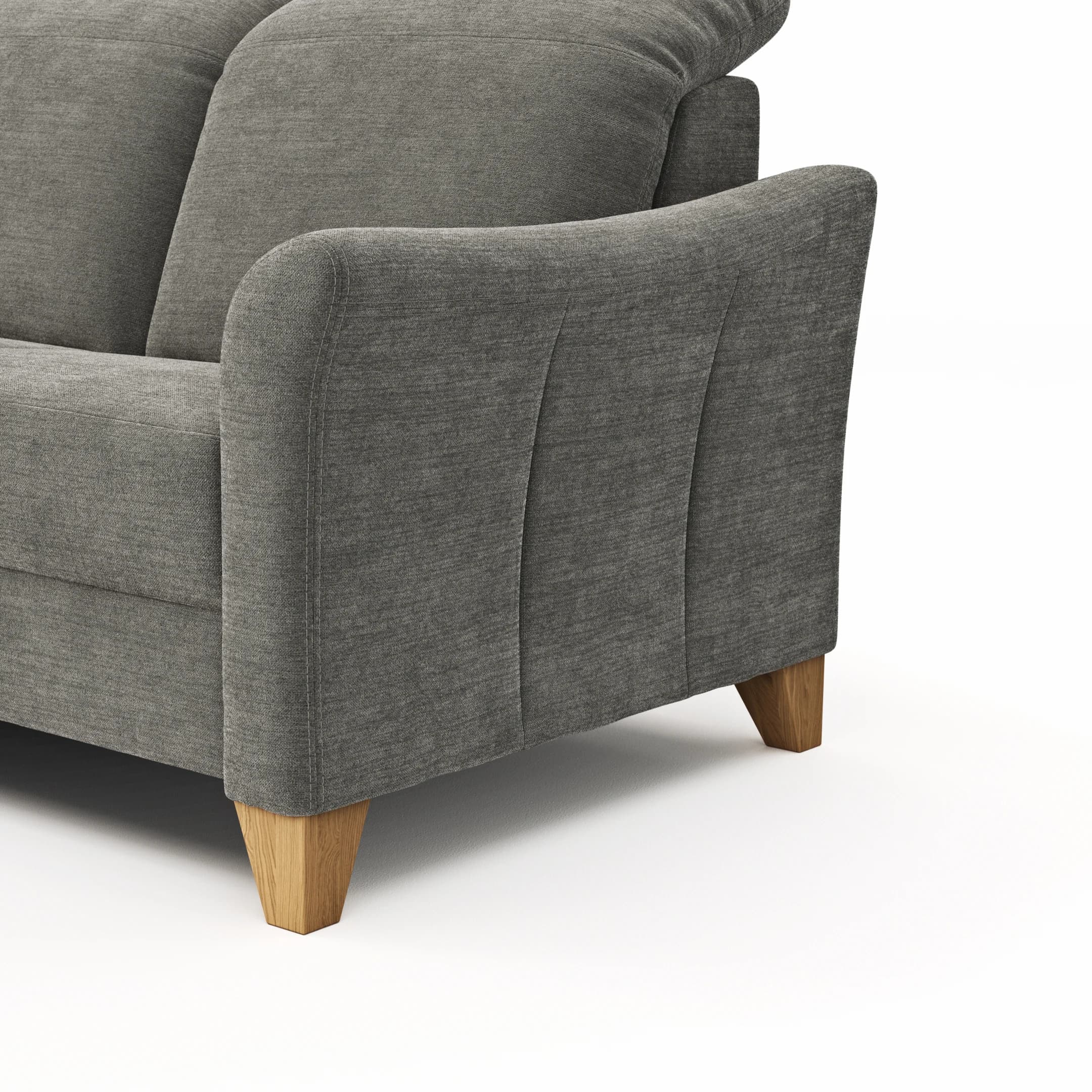 Sofa Canterbury - Recamiere rechts, inkl. Sitzvorzug (motorisch), Stoff, Silbergrau