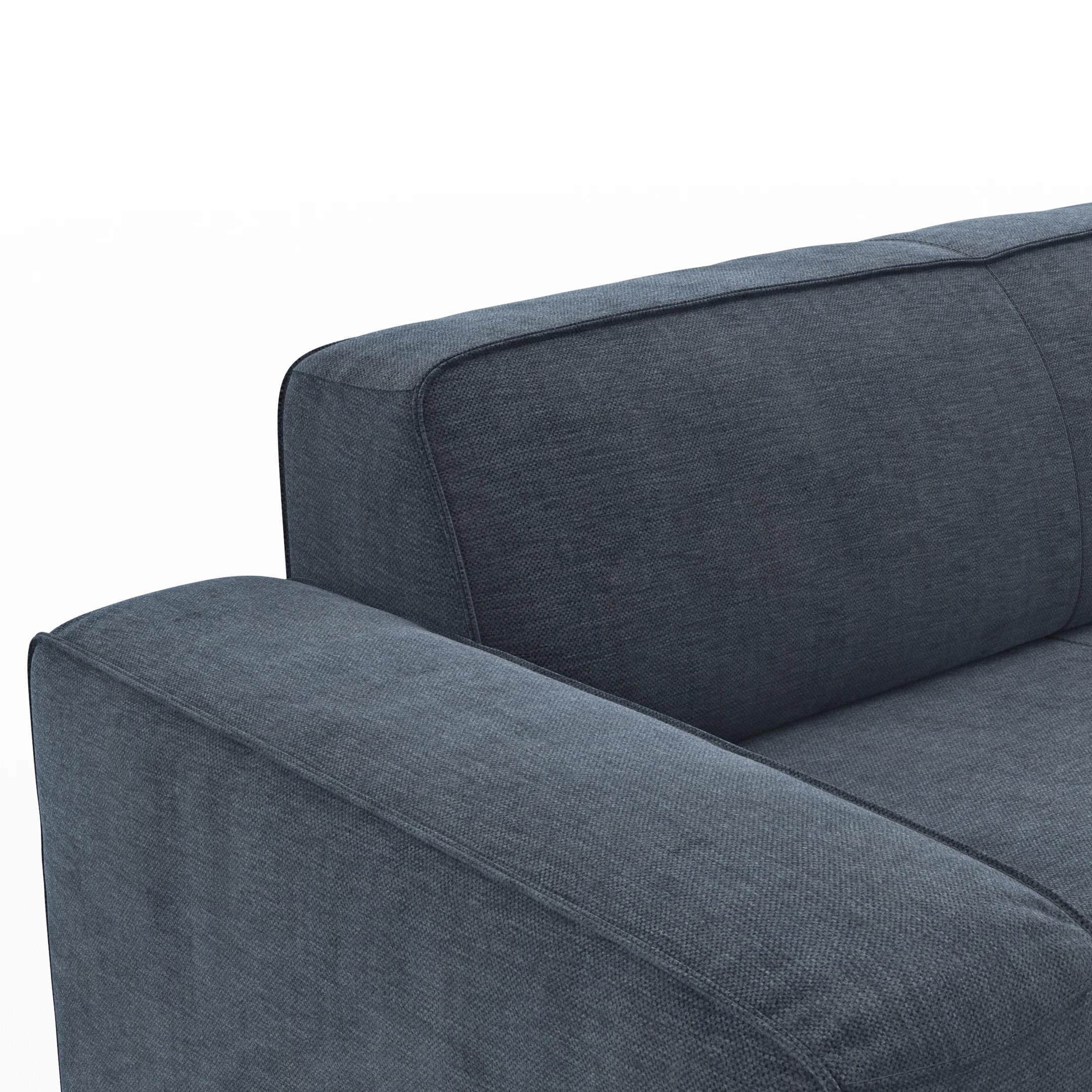 Ecksofa Denver - 2-Sitzer mit Longchair rechts, Stoff, Blau