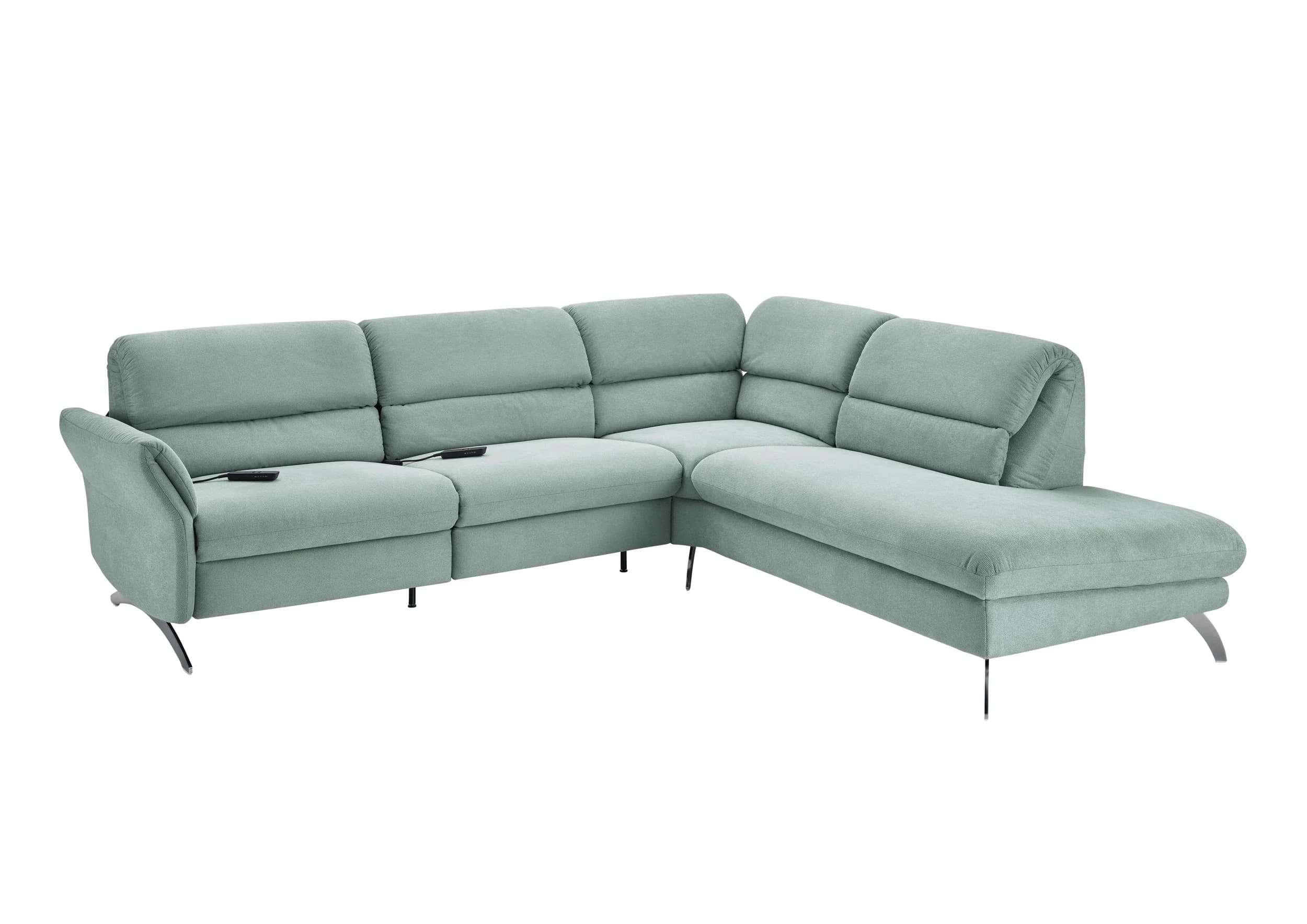  Ecksofa - 3-Sitzer mit Ecke rechts, Rückenlehne verstellbar, Stoff, Mint