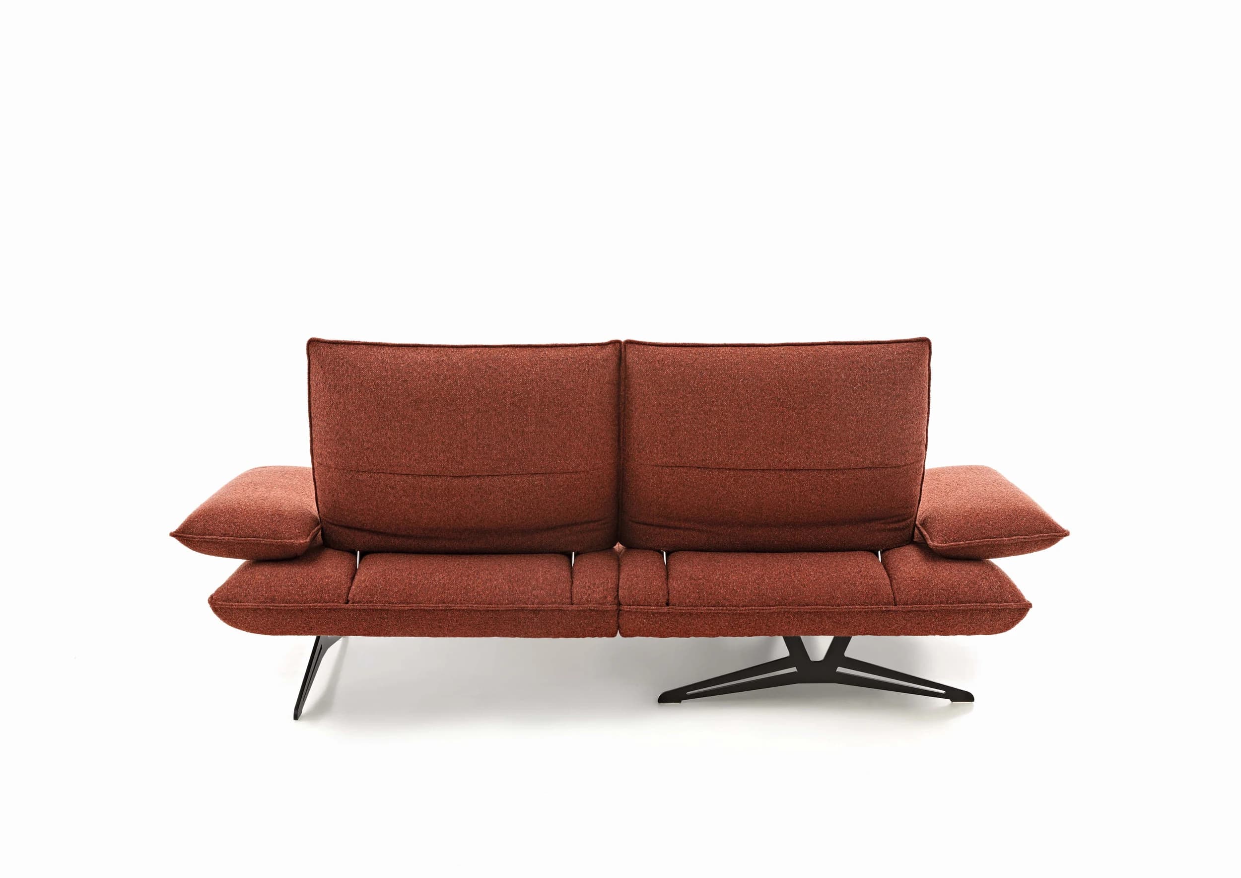 Ecksofa - 1-Sitzer mit Longchair rechts, Armlehne verstellbar, Rücken/Sitztiefe verstellbar, Stoff, Rot