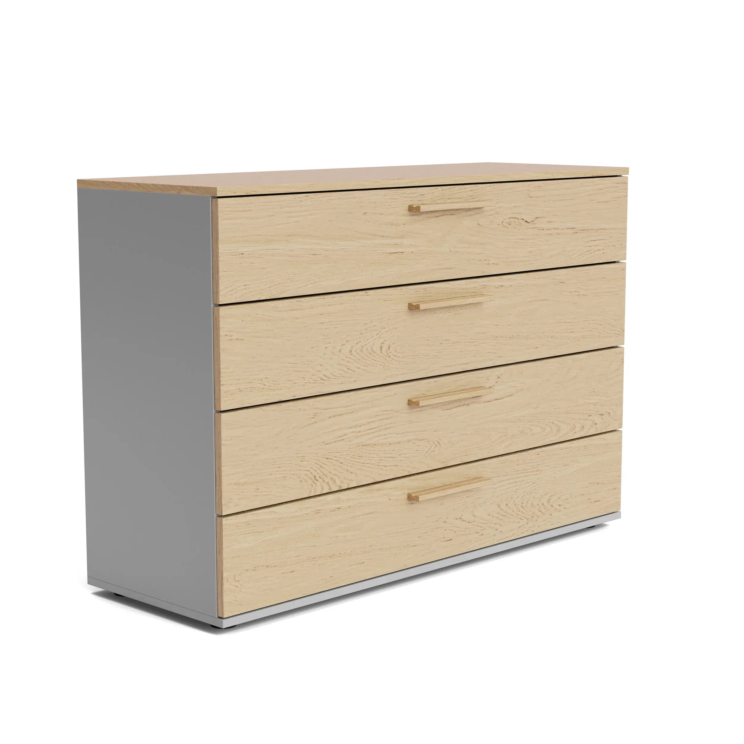 Kommode Caluma - Lack Taupe, Balkeneiche Riffholz