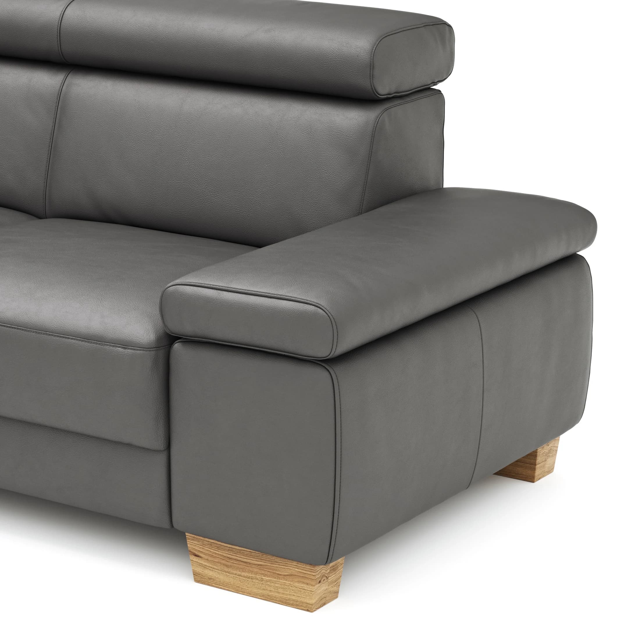 Ecksofa Philadelphia - Ecke links, 2,5-Sitzer, Kopfteil verstellbar (manuell), Sitzvorzug (motorisch),  Leder, Anthrazit