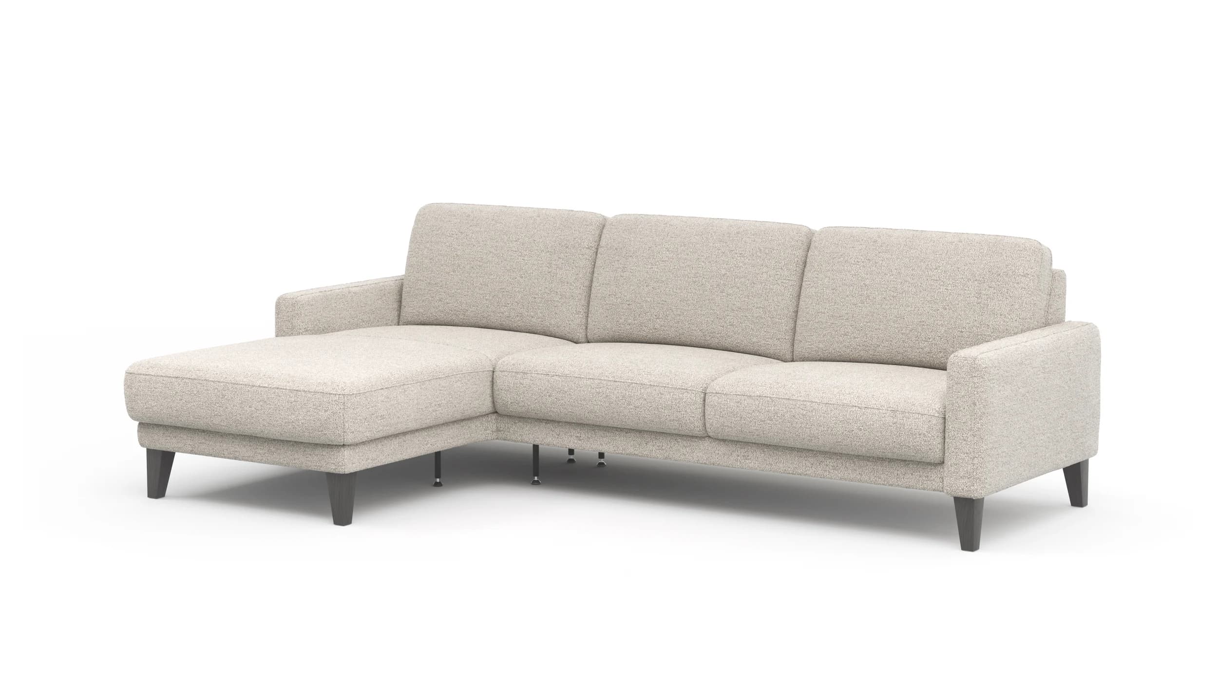 Ecksofa Matero - Longchair mit 2,5-Sitzer rechts, Stoff, Hellgrau