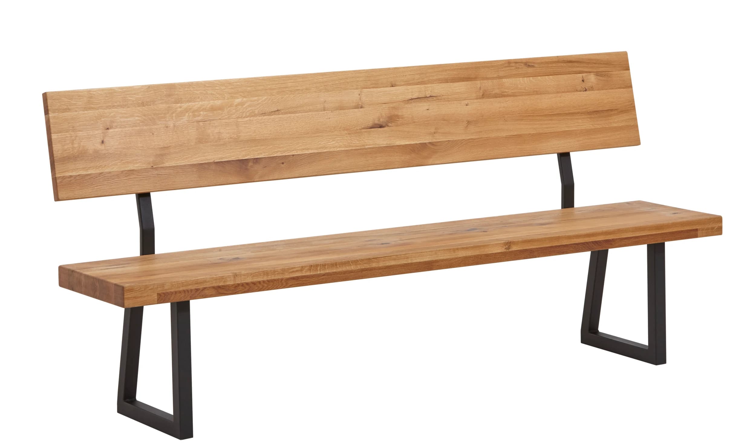 Holzbank Clifton - mit Rückenlehne, Breite ca. 200cm, Wildeiche massiv, natur