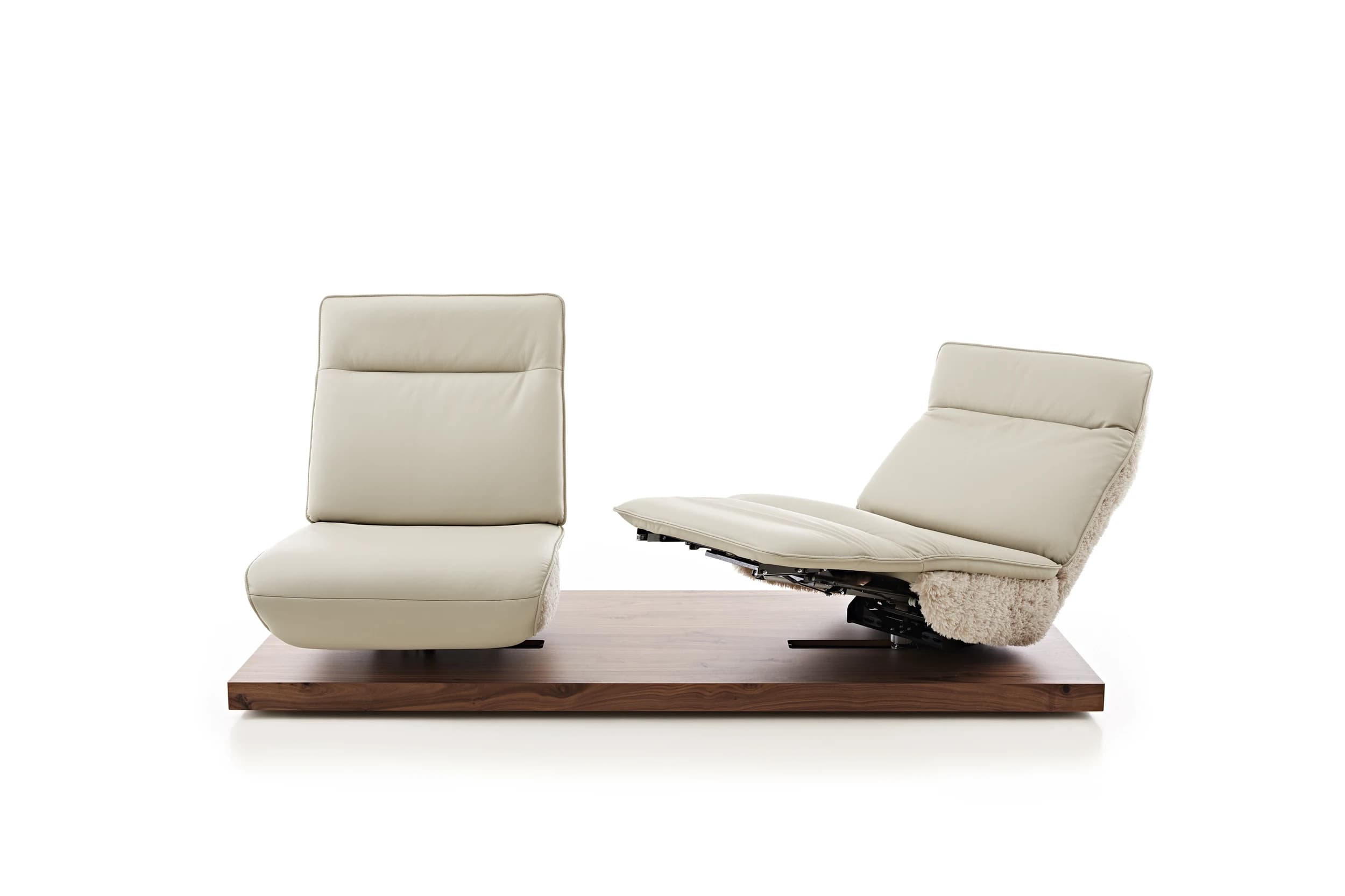 Sofa - 2-Sitzer, Relaxfunktion motorisch, Leder/Stoff Perlmutt
