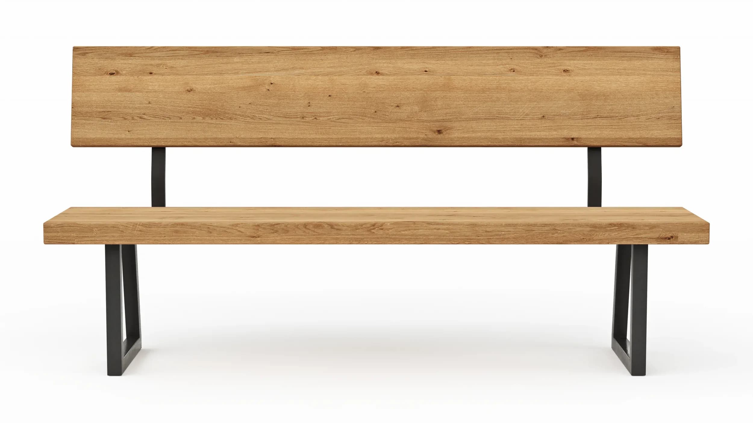 Holzbank Clifton - mit Rückenlehne, Breite ca. 180cm, Zerreiche massiv, natur
