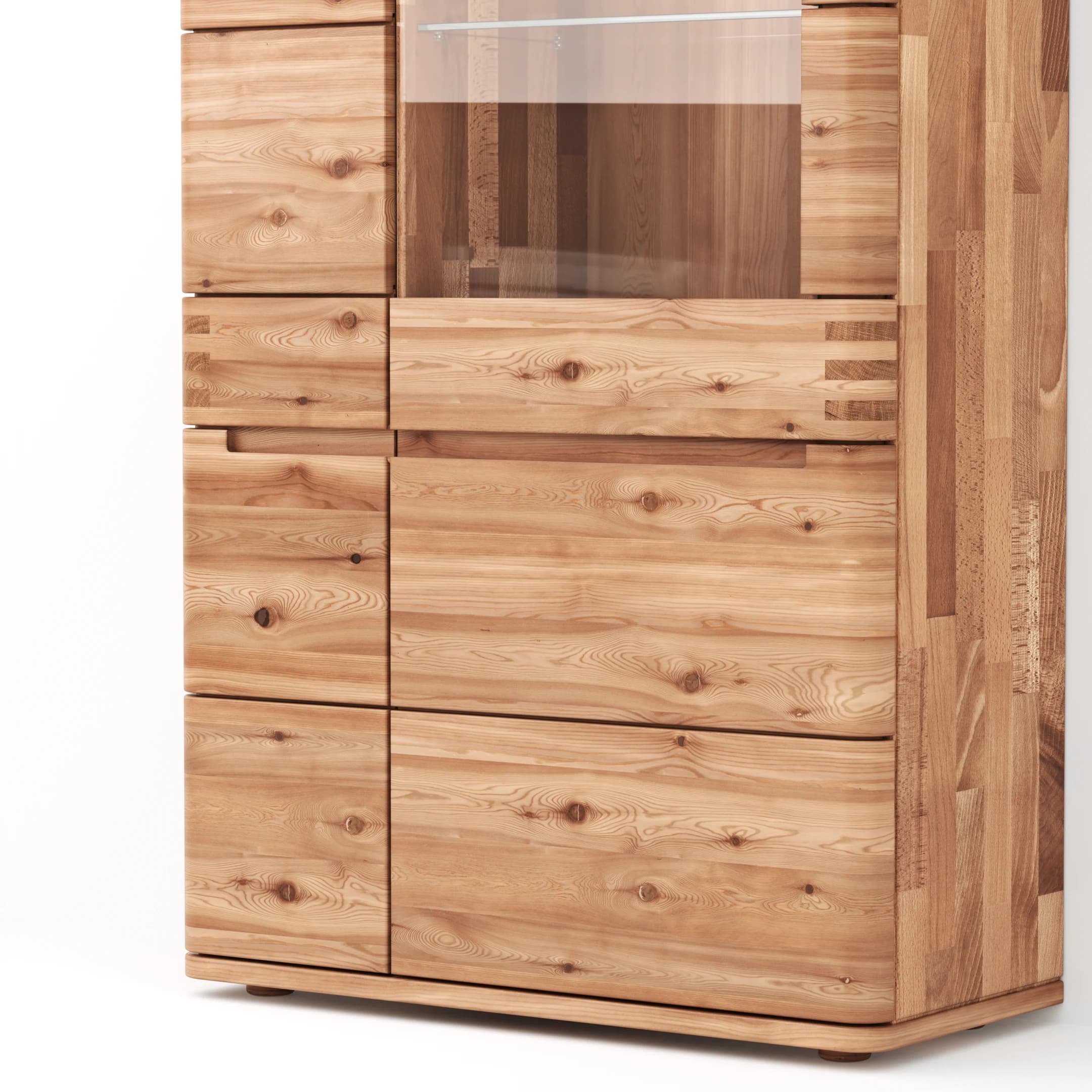Vitrine Cartago Soft - Astbuche massiv, natur geölt