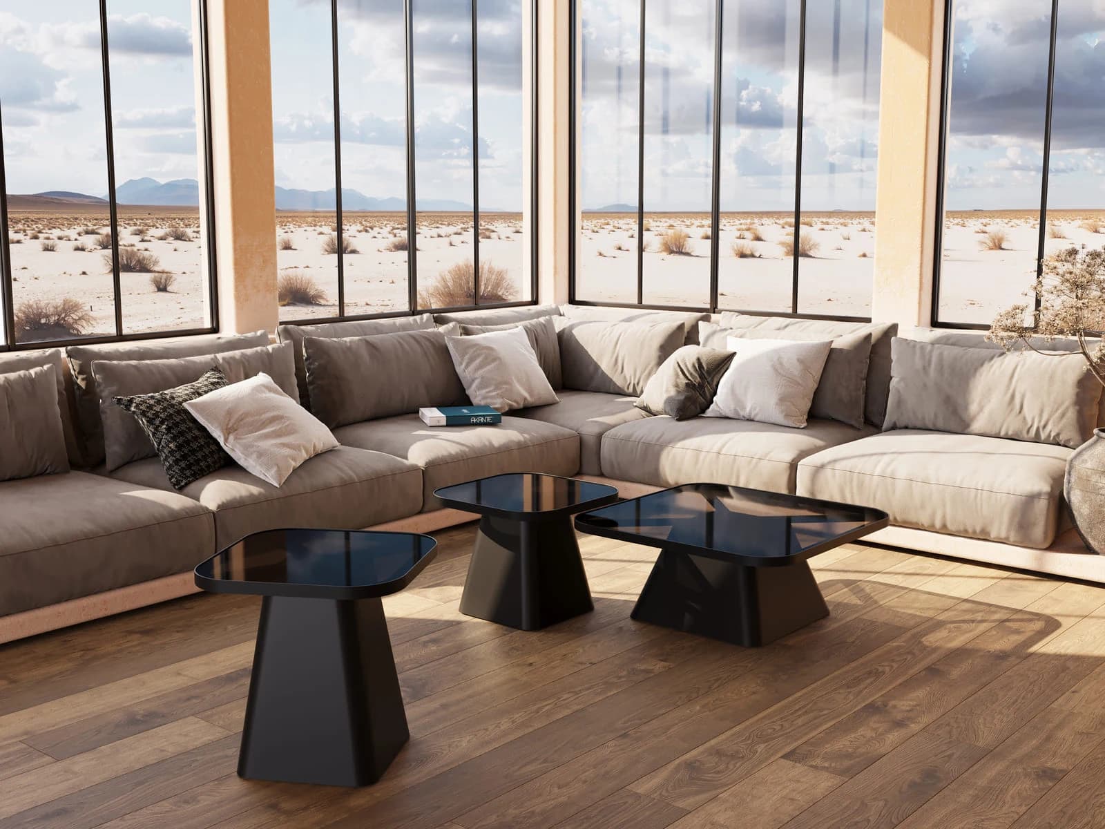 Couchtisch - LBH ca. 80x80 cm, Keramik, Schwarz