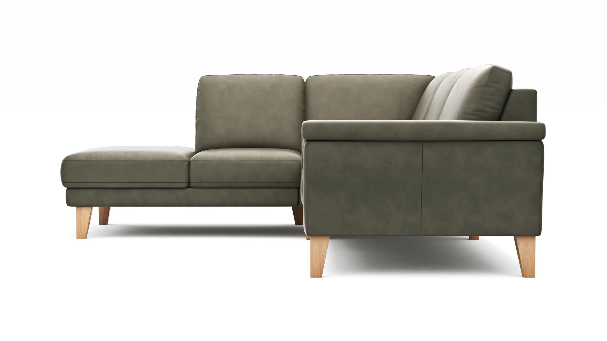 Ecksofa Rockport A - Ecke links mit 2,5-Sitzer, Leder, Dunkelgrau