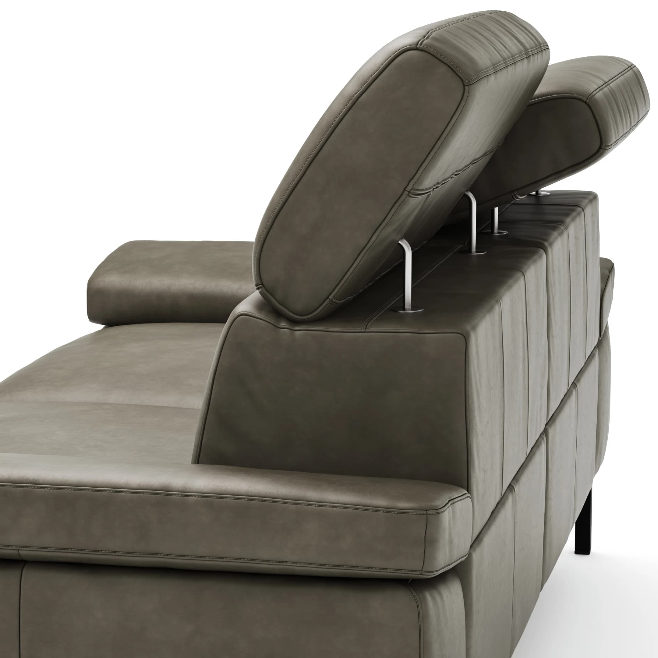 Sofa Hudson - 2,5-Sitzer, inkl. Relaxfunktion (motorisch) und Kopfteil/Armlehnen verstellbar, Leder, Braungrün