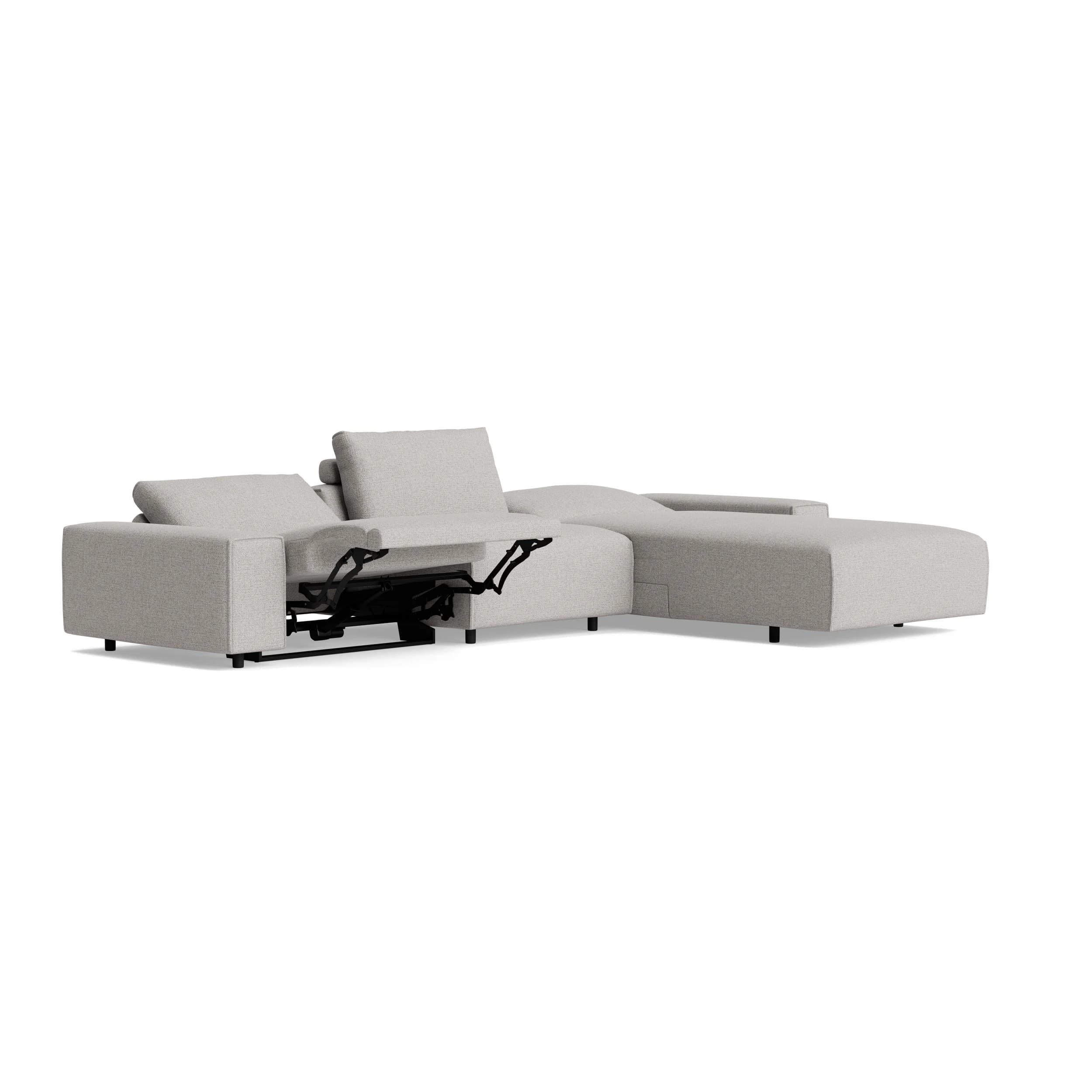 Ecksofa Serava - 2,5-Sitzer mit Longchair rechts, inkl. Relaxfunktion, Stoff, Grau