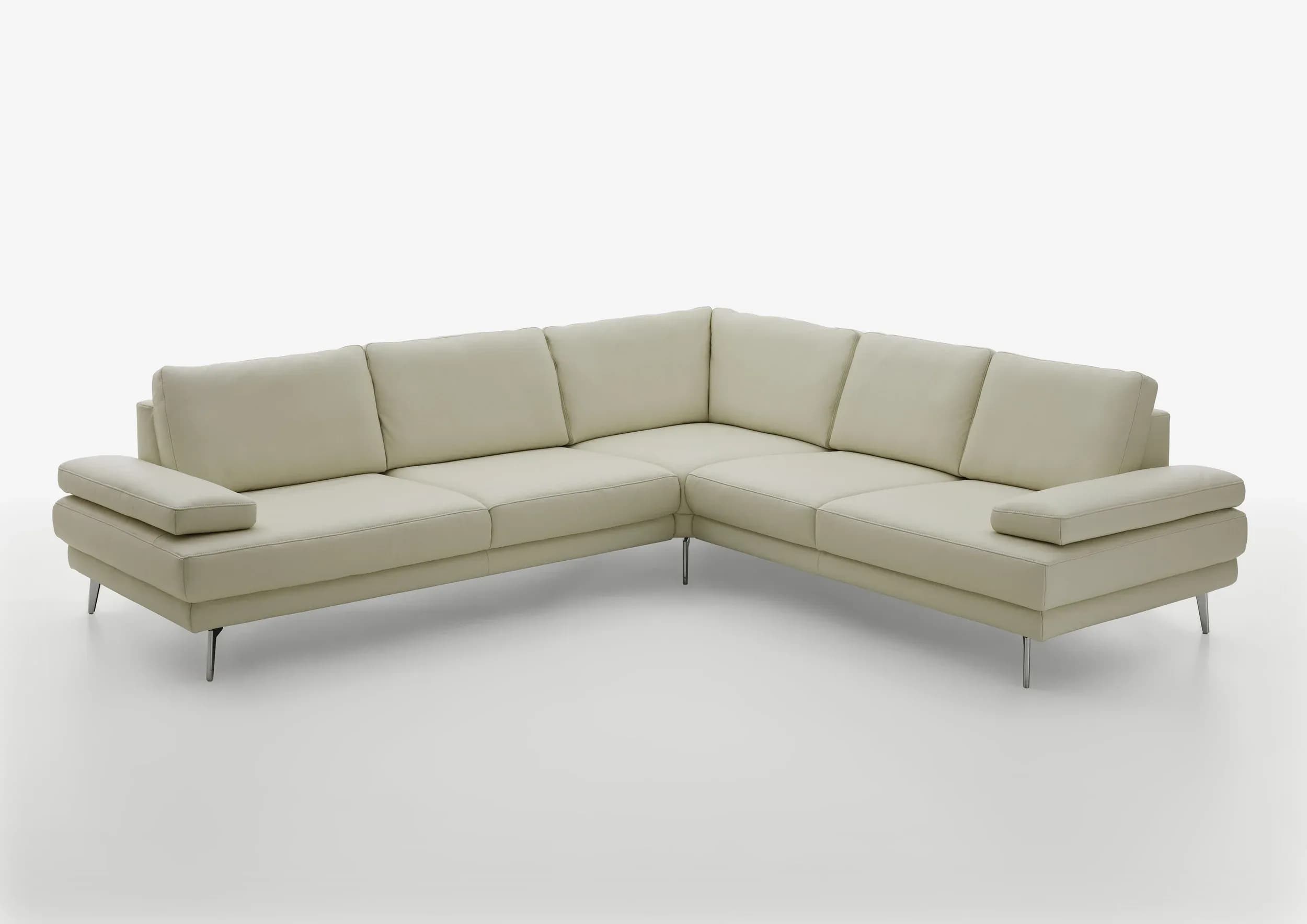 Ecksofa - 3-Sitzer mit Ecke rechts, Leder, Weiß
