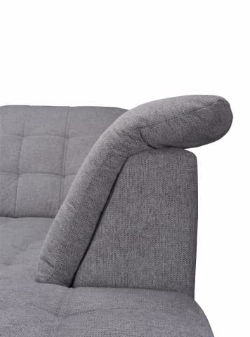 Ecksofa - 2-Sitzer, Ecke rechts inkl. Schlaffunktion und Bettkasten, verstellbare Kopfstützen, Stoff, Grau
