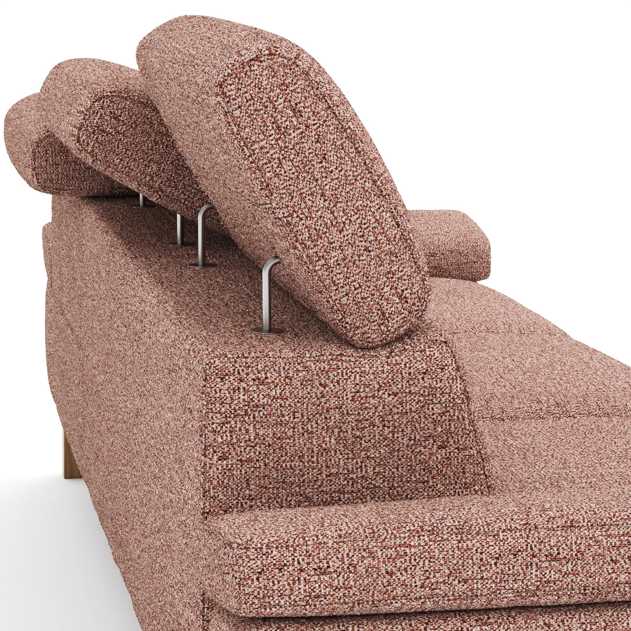Ecksofa Hudson - Longchair links mit 2,5-Sitzer, inkl. Kopfteil verstellbar, Stoff, Kupfer