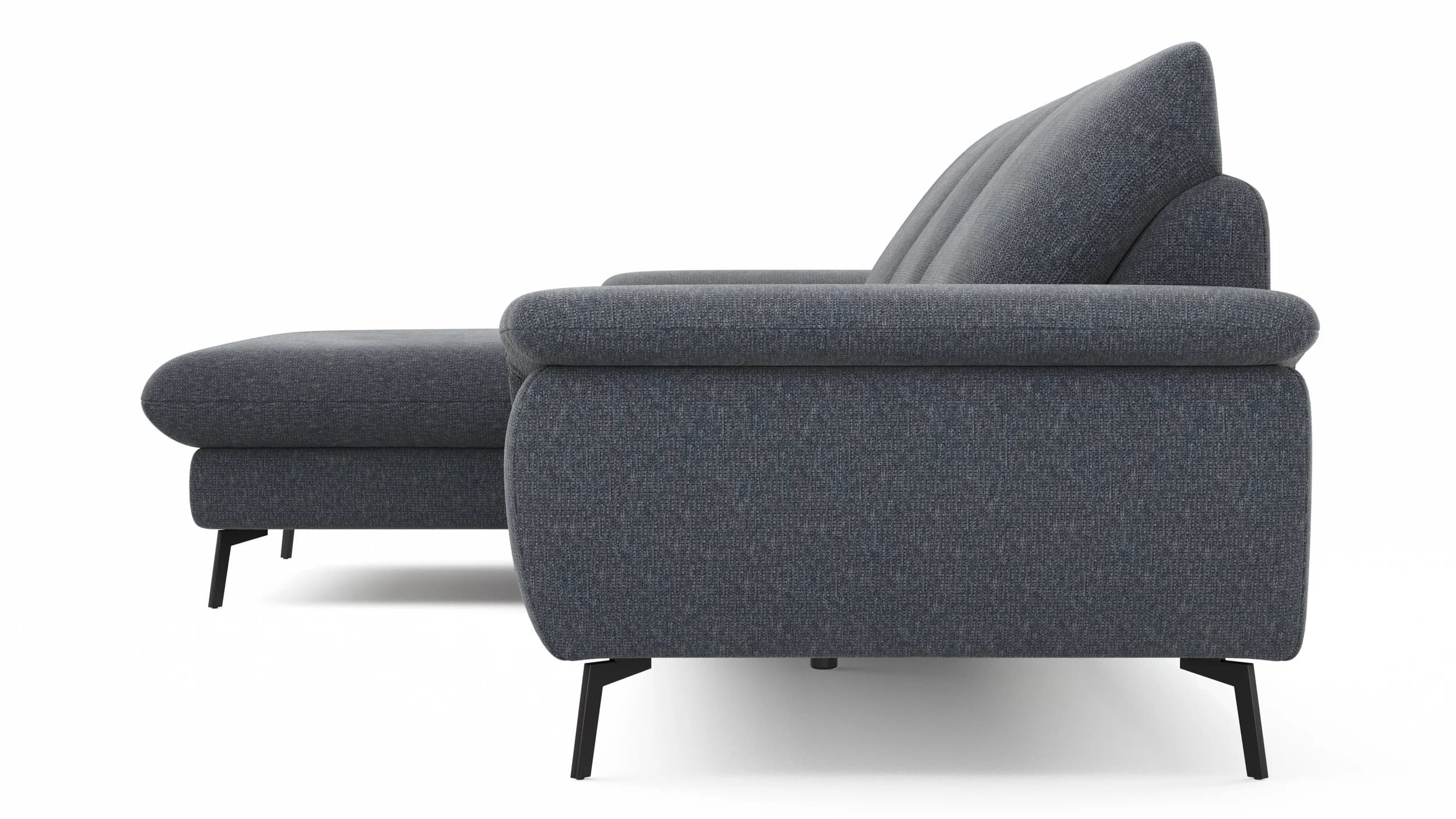 Ecksofa Gotera - Longchair links mit 1,5-Sitzer med. + 1,5-Sitzer med. rechts inkl. Rückenlehne verstellbar, Stoff, Anthrazit