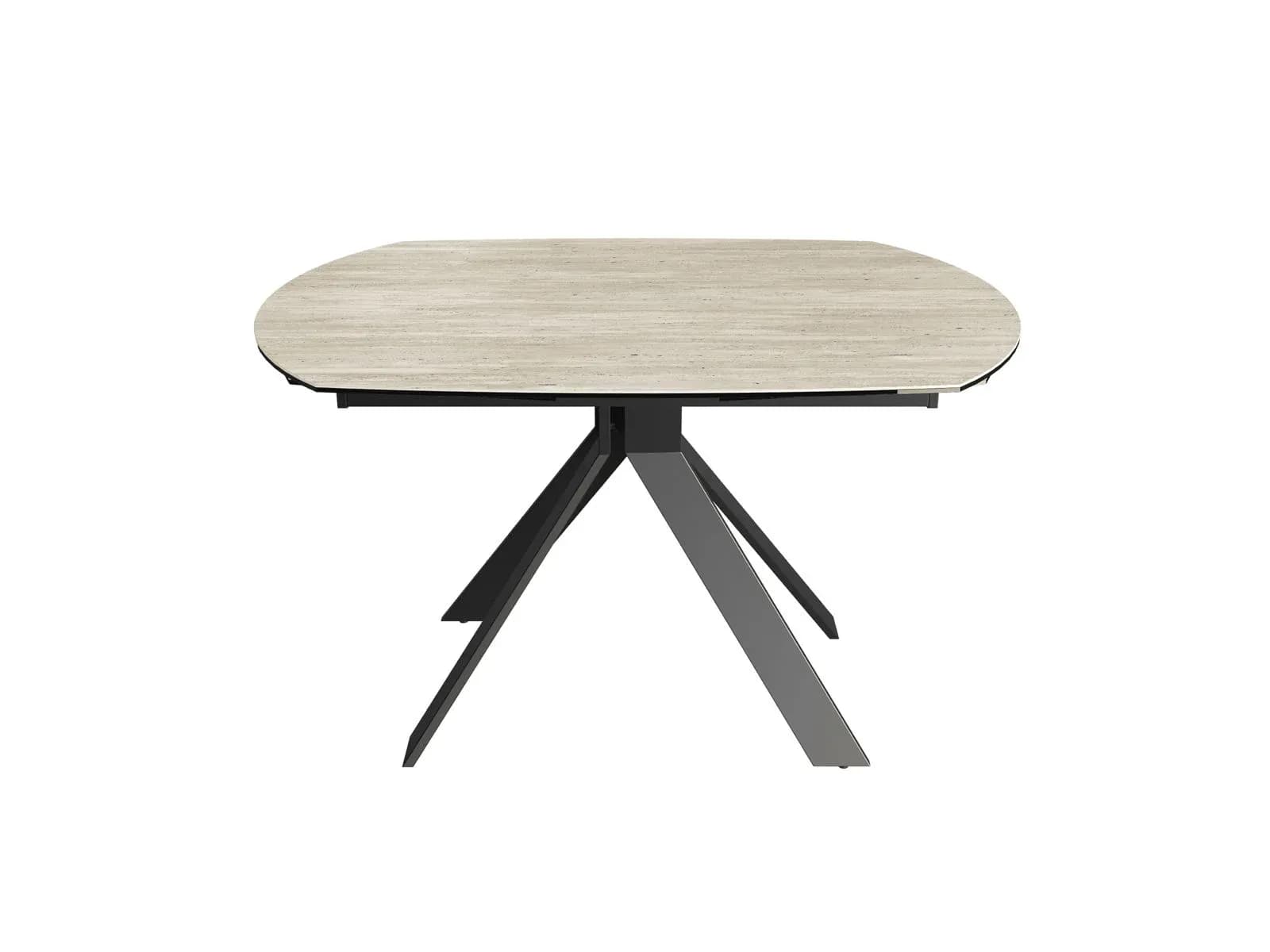 Esstisch - ausziehbar, LB ca. 130 (190)x100 cm, Keramik, Travertin